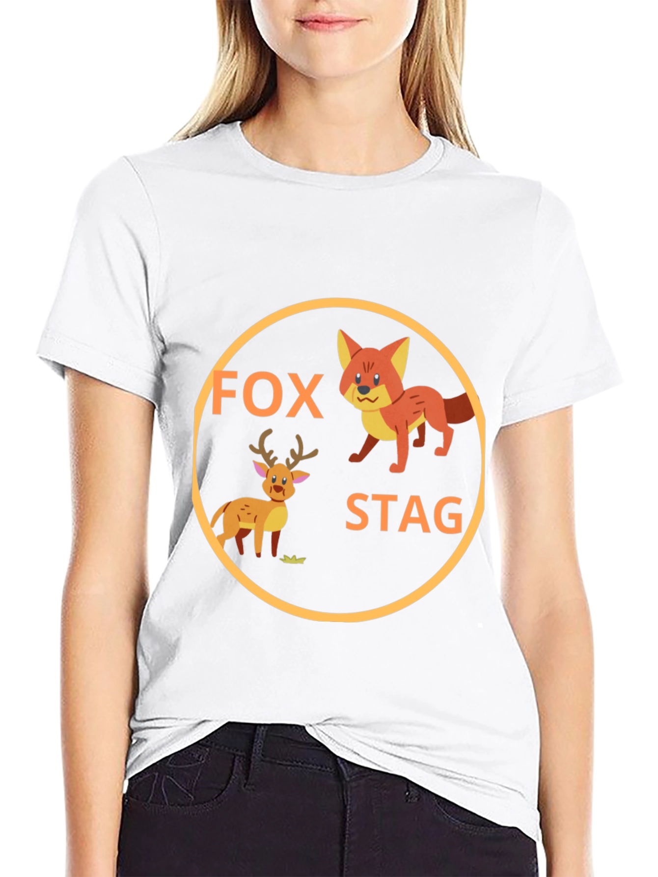 Black Fox and Stag Graphic Tee - Cute Animal Design view 9