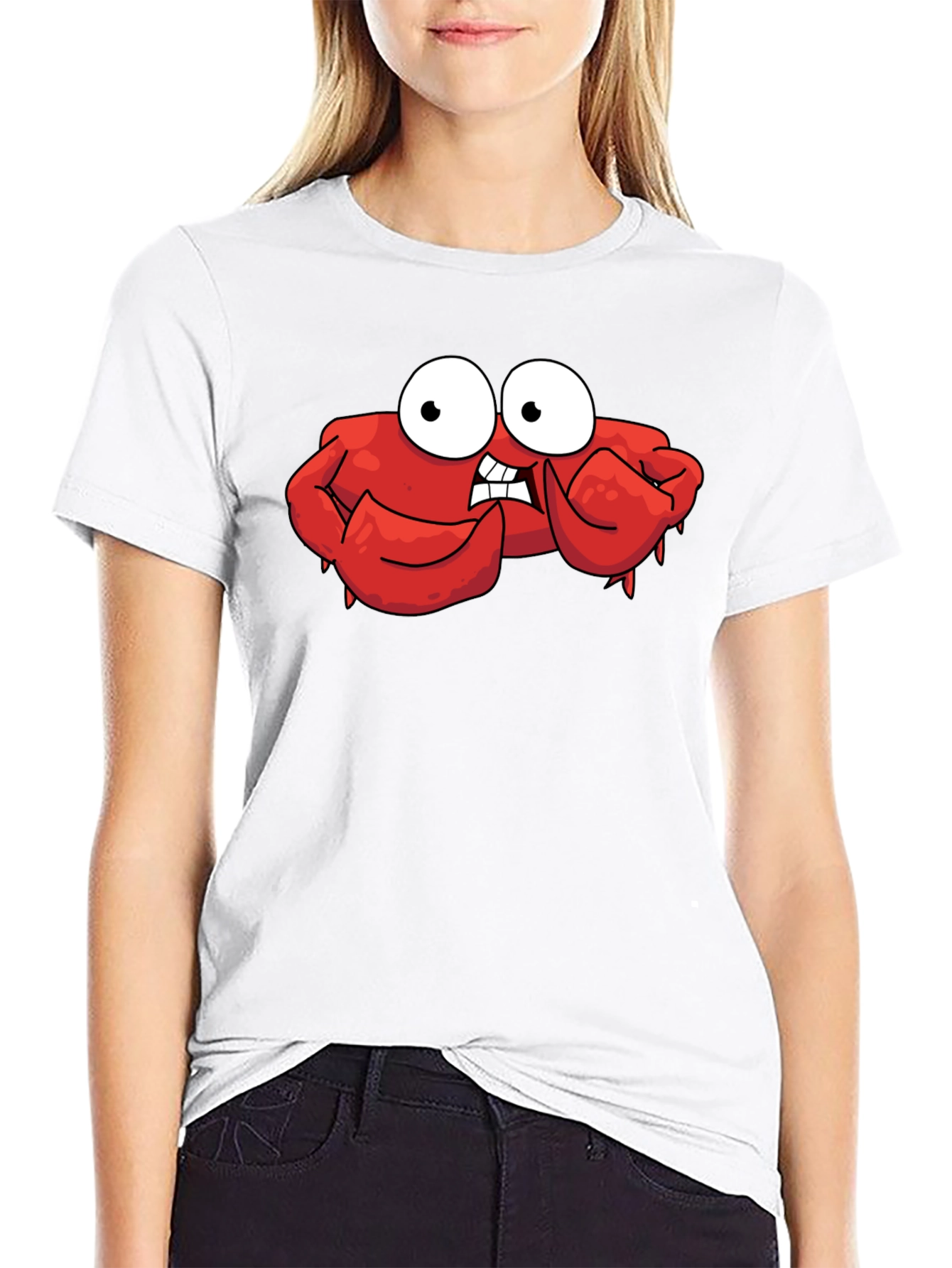 Black Funny Cartoon Crab Graphic Black T-Shirt view 9