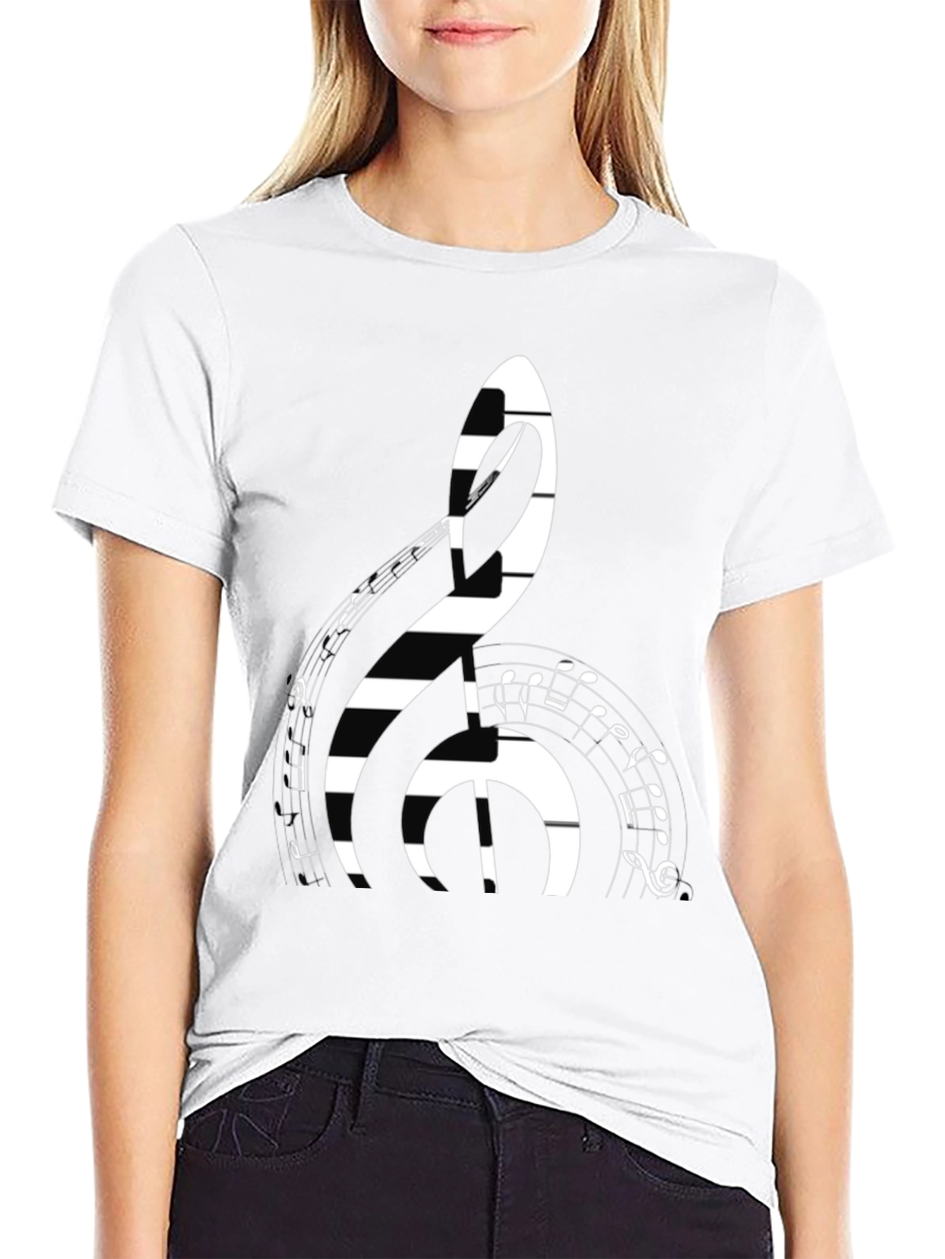 Black Musical Clef Graphic T-Shirt view 9