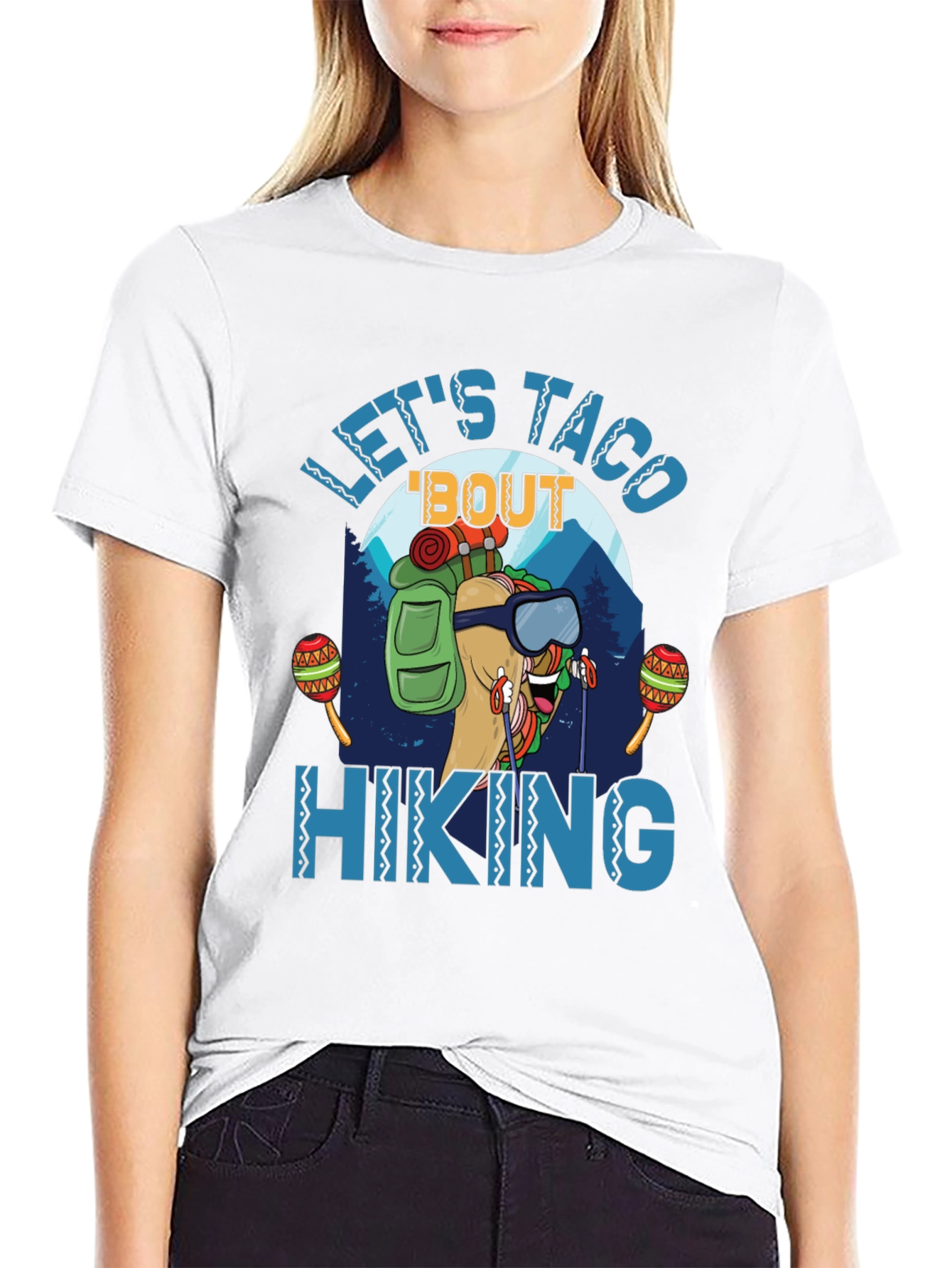 Black Let's Taco 'Bout Hiking Graphic T-Shirt view 9