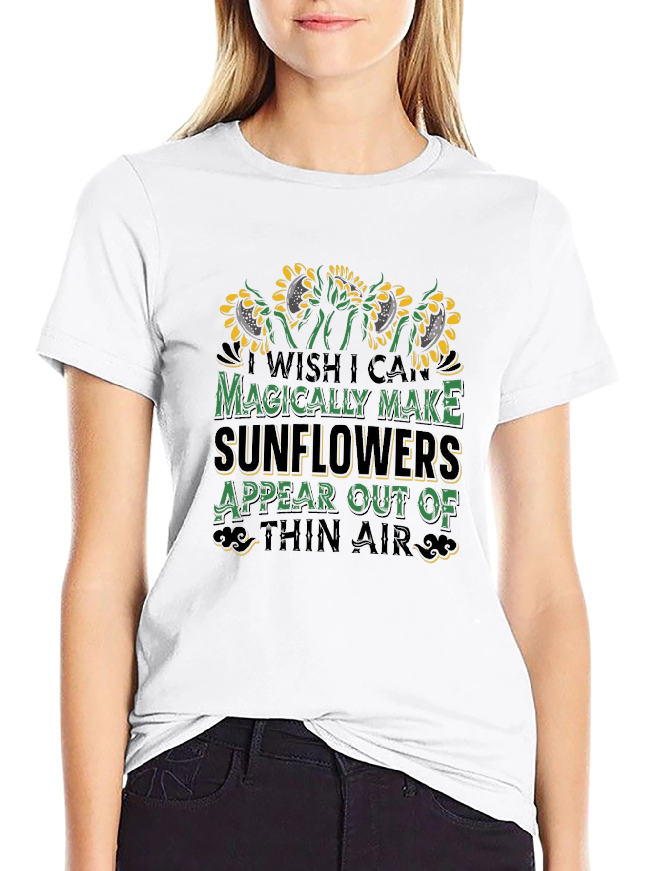Black Sunflower Magic T-Shirt - Wish I Can Magically Make Sunflowers view 9