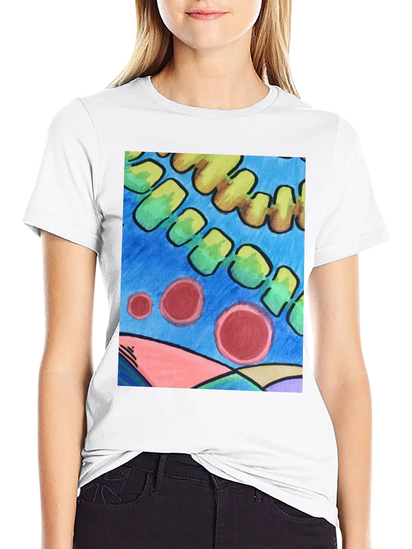Black Abstract Art Graphic Tee - Modern Casual Style view 9