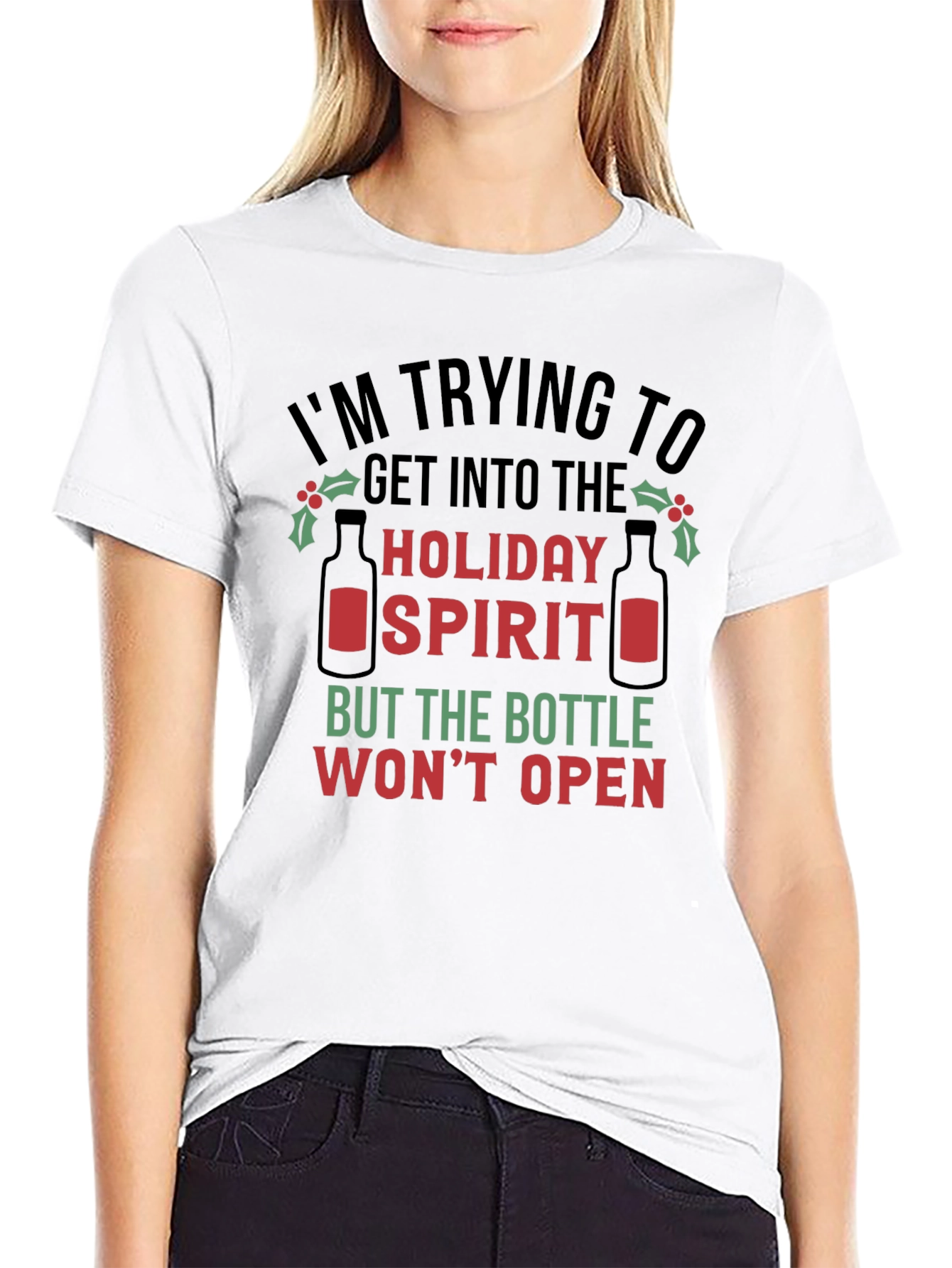Black Holiday Spirit T-Shirt - Funny Christmas Tee view 9