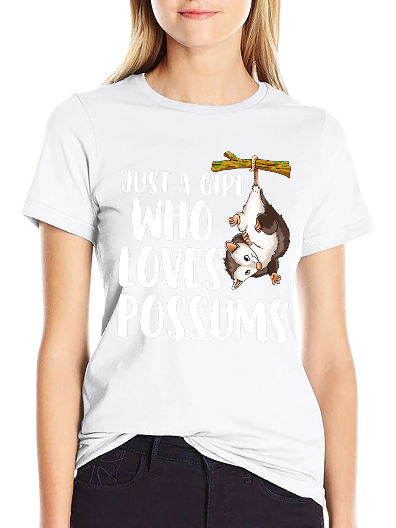 Black Just a Girl Who Loves Possums Graphic Tee view 9
