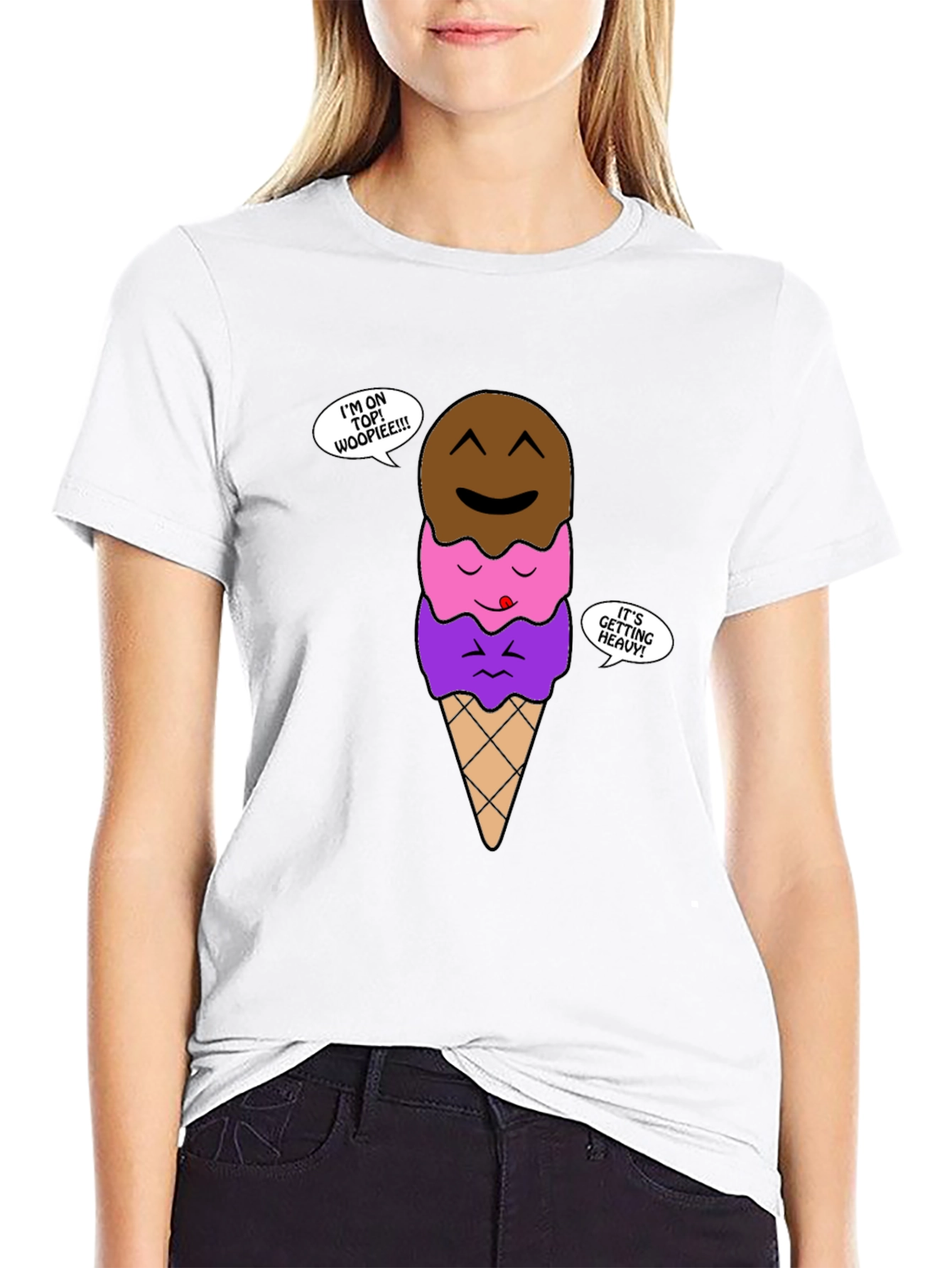 Black Cartoon Ice Cream T-Shirt view 9