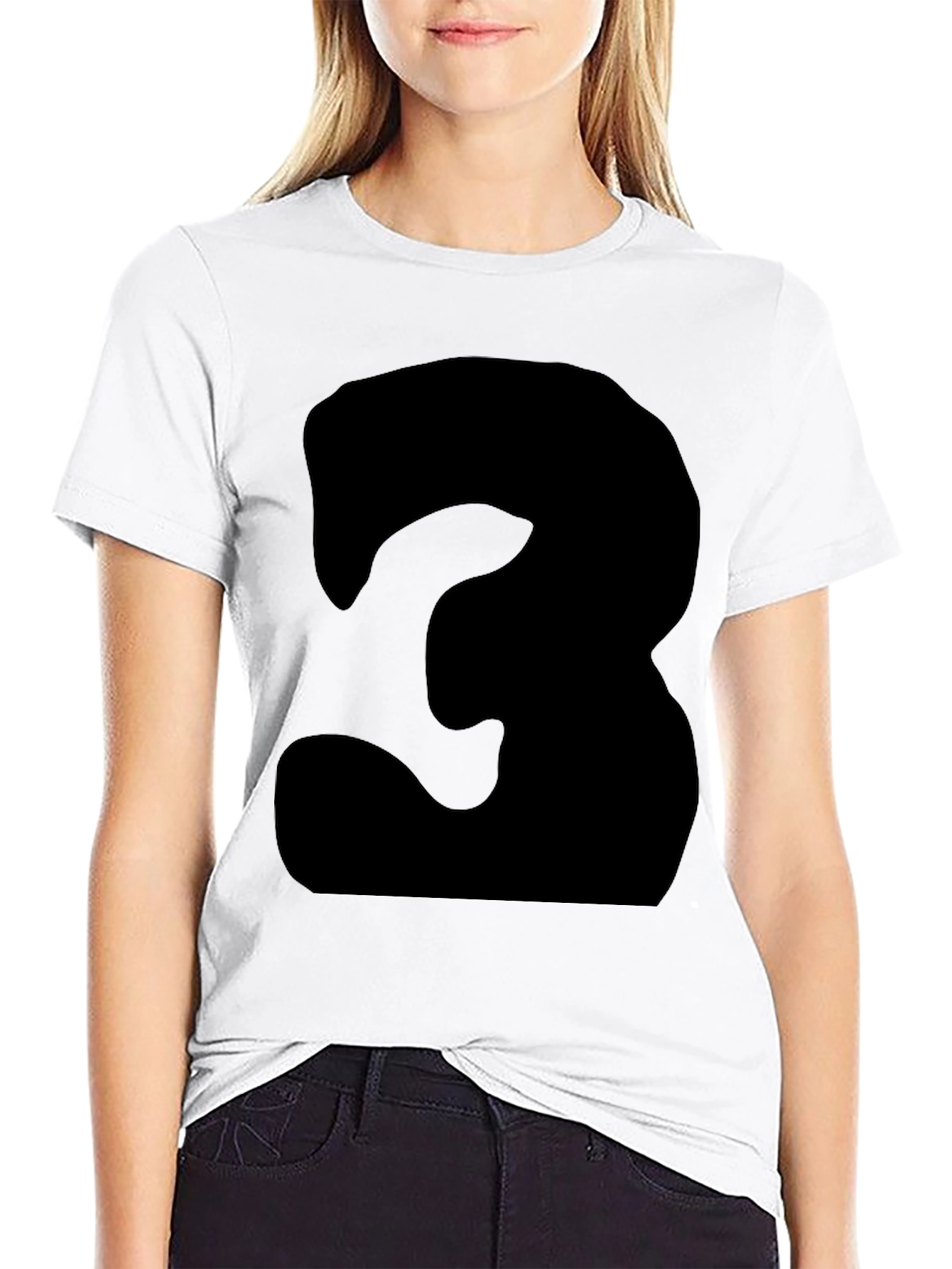 Black Men's Black T-Shirt with Bold Number '3' Design view 9