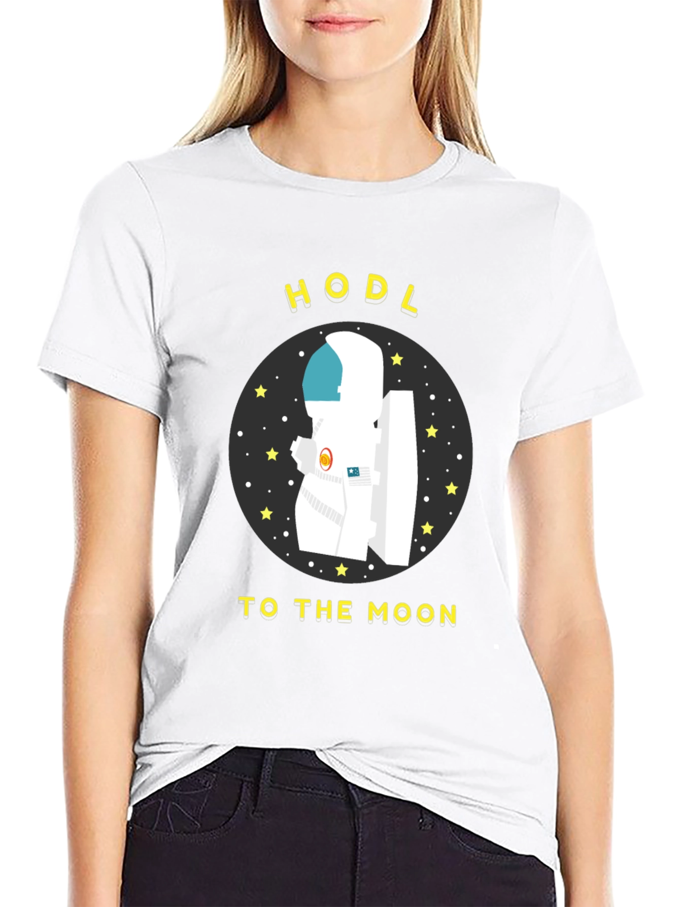 Black HODL to the Moon T-Shirt Crypto Astronaut view 9