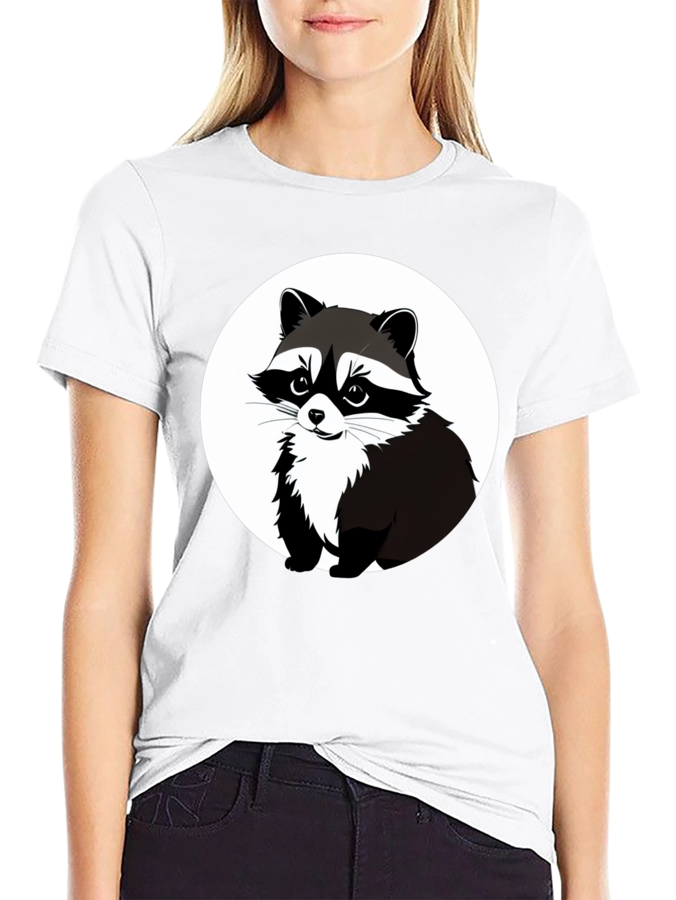 Black Raccoon Graphic Tee - Black Casual T-Shirt view 9