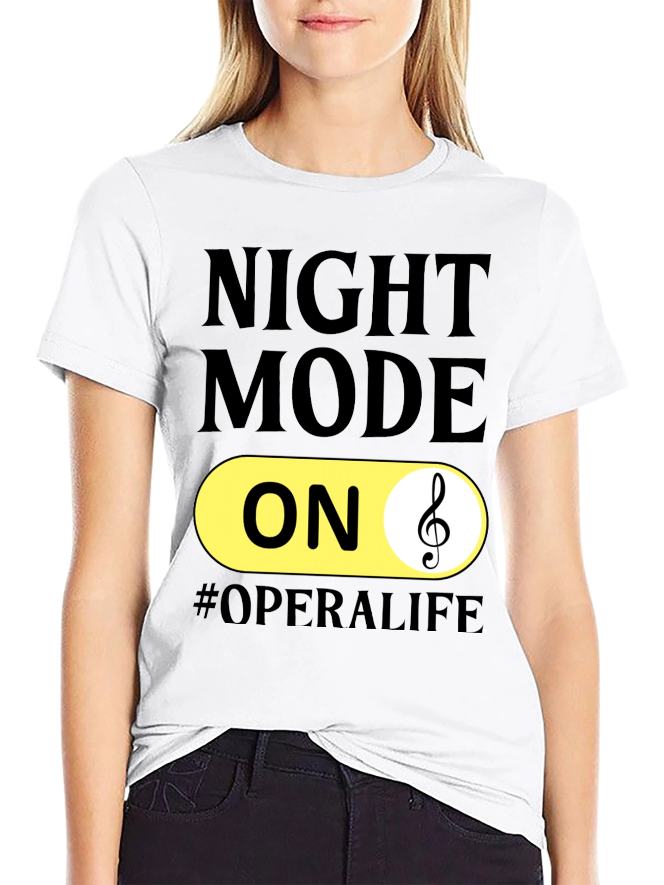 Black Night Mode ON Opera Life T-Shirt view 9