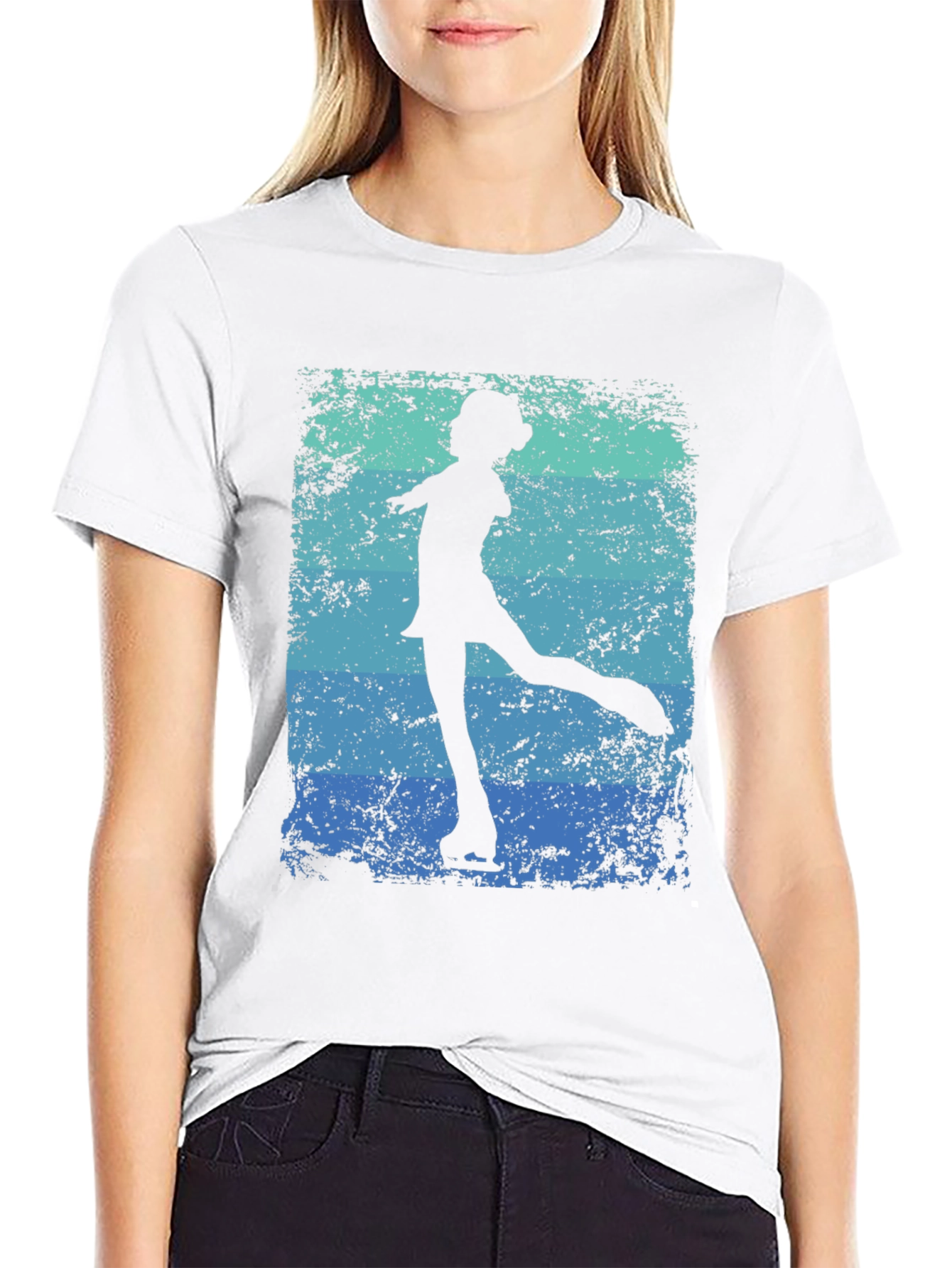 Black Retro Figure Skater Graphic Tee - Black Cotton Blend view 9