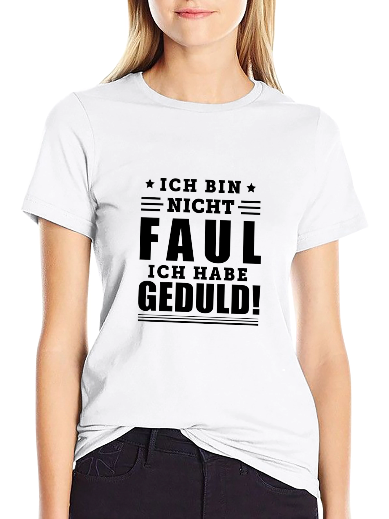 Black Ich Bin Nicht Faul T-Shirt German Lazy Patience view 9