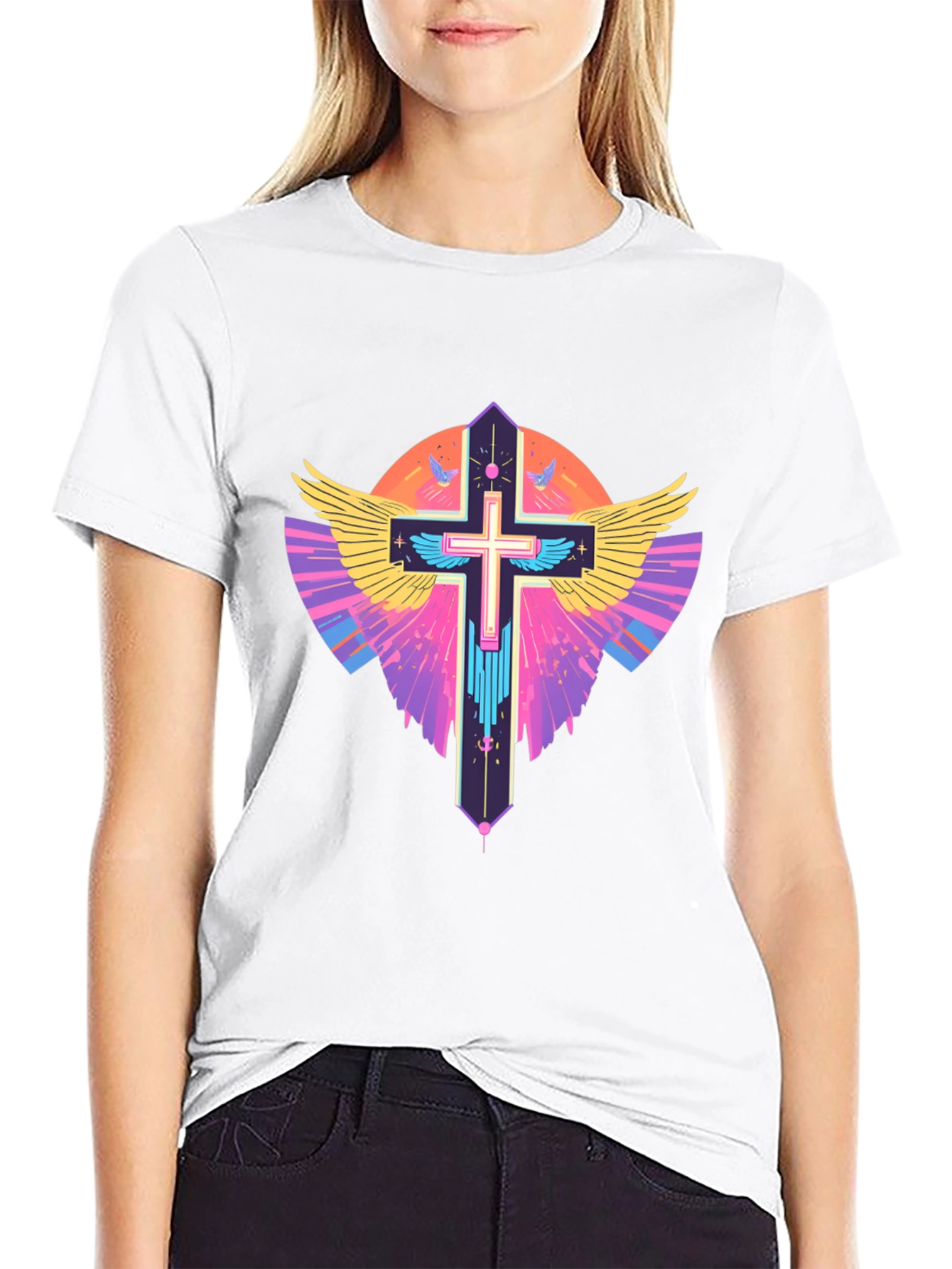 Black Winged Cross Graphic T-Shirt view 9