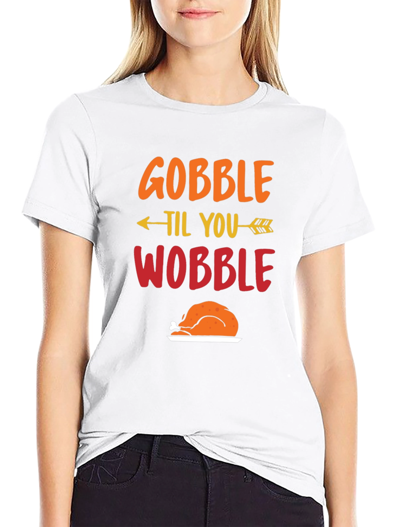 Black Gobble Til You Wobble Thanksgiving T-Shirt view 9