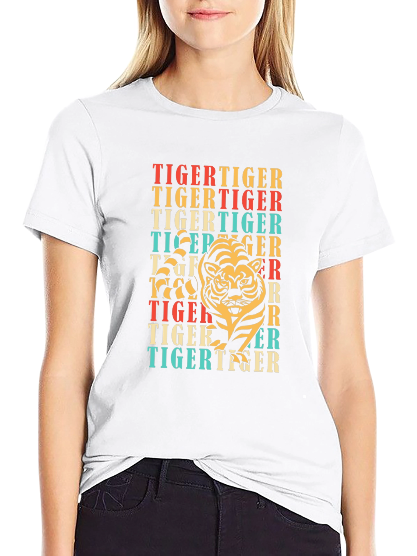 Black Retro Tiger Graphic T-Shirt view 9