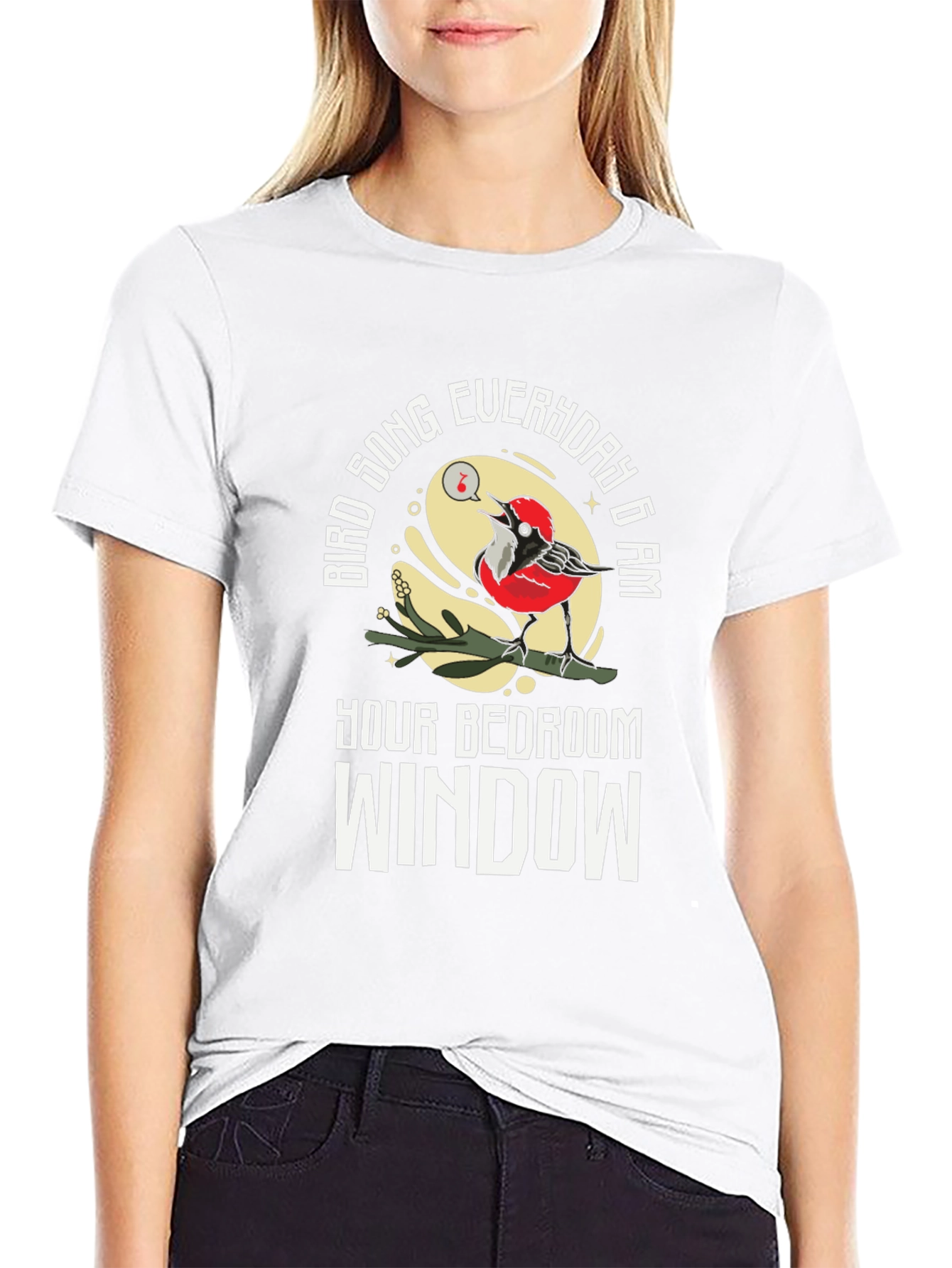 Black Bird Song Everyday T-Shirt - Funny Bird Lover Tee view 9