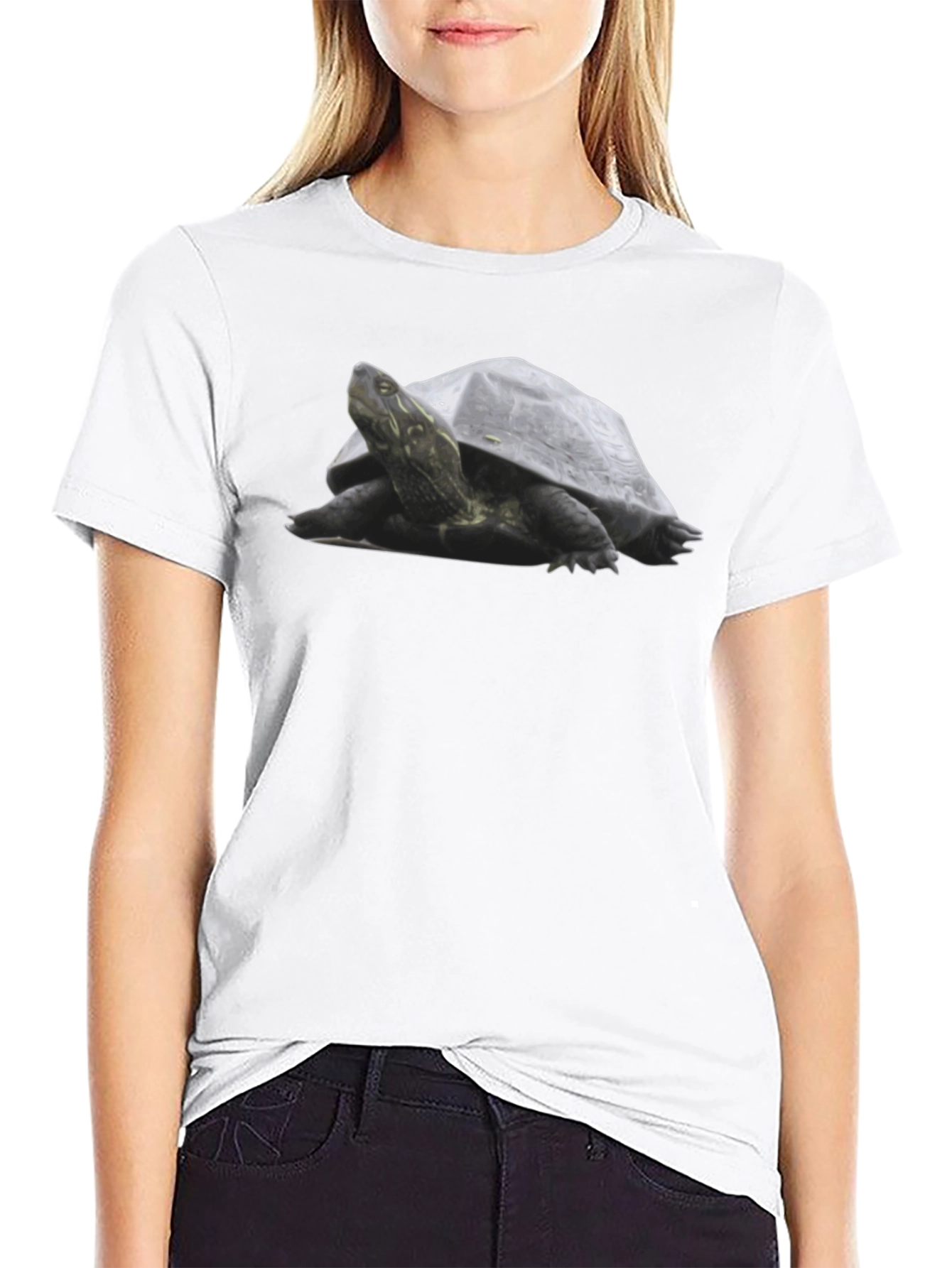 Black Turtle Graphic Tee - Black Cotton T-Shirt view 9