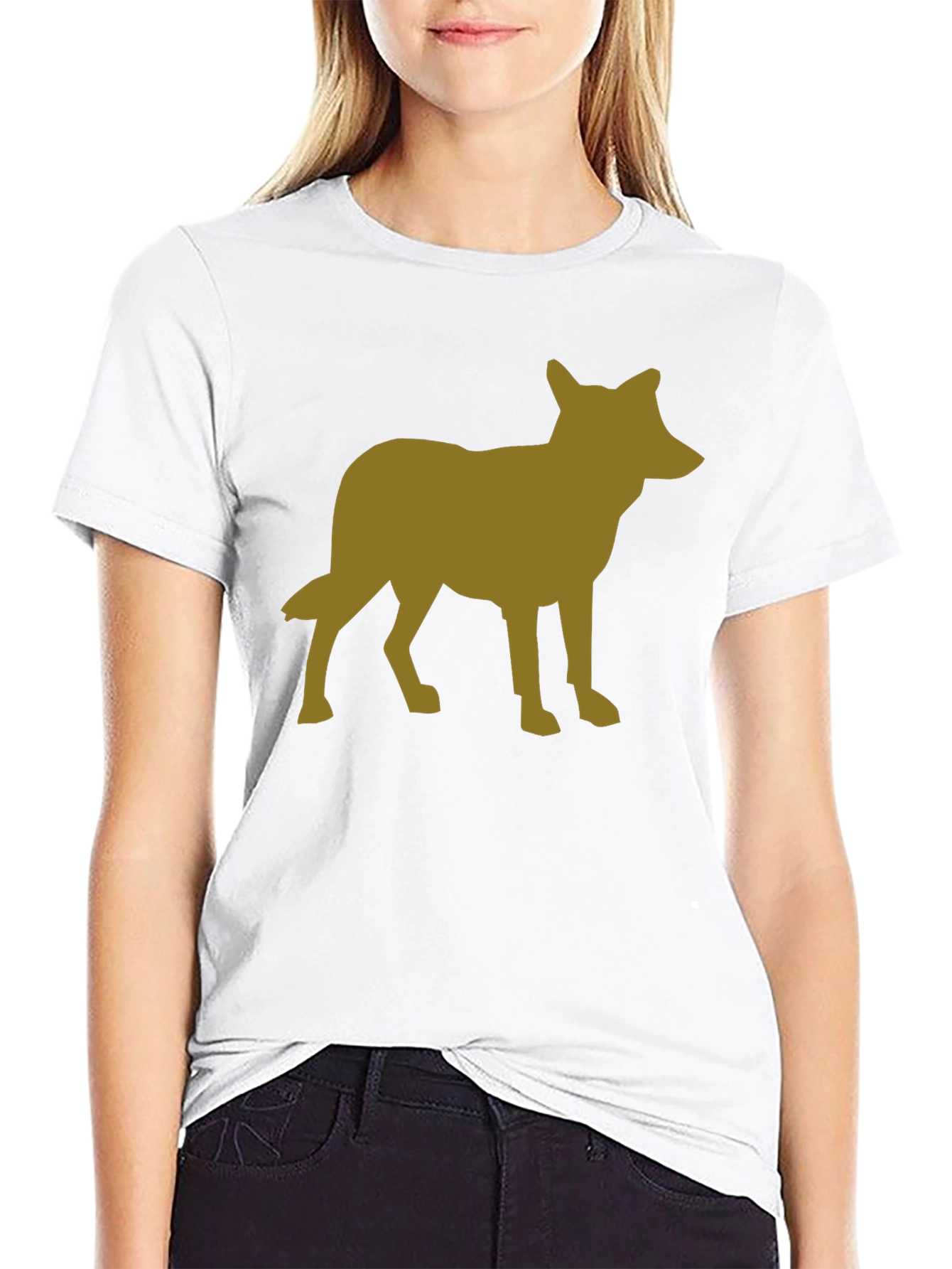 Black Coyote Silhouette Graphic Black T-Shirt view 9