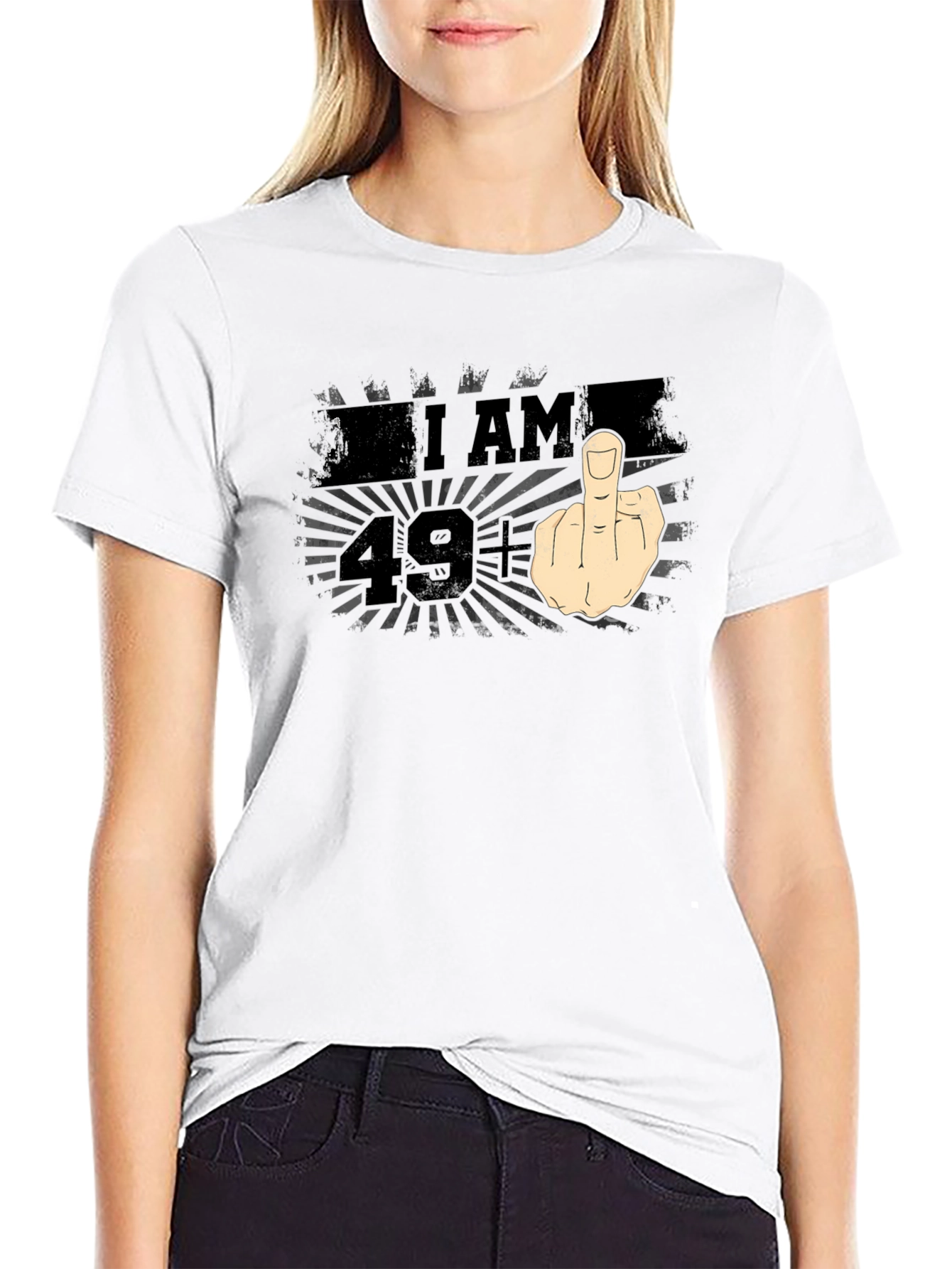 Black I AM 49+ Middle Finger Graphic T-Shirt view 9