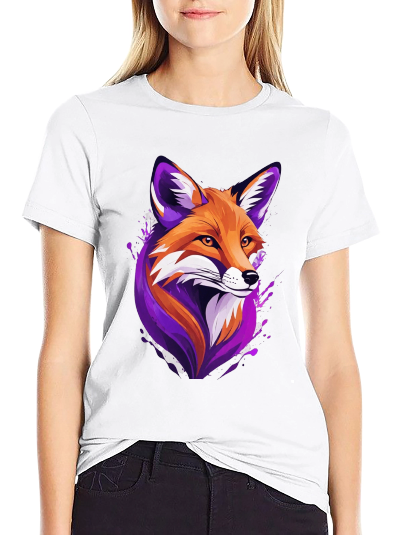 Black Fox Graphic Tee - Unique Animal Design, Soft Cotton Blend view 9