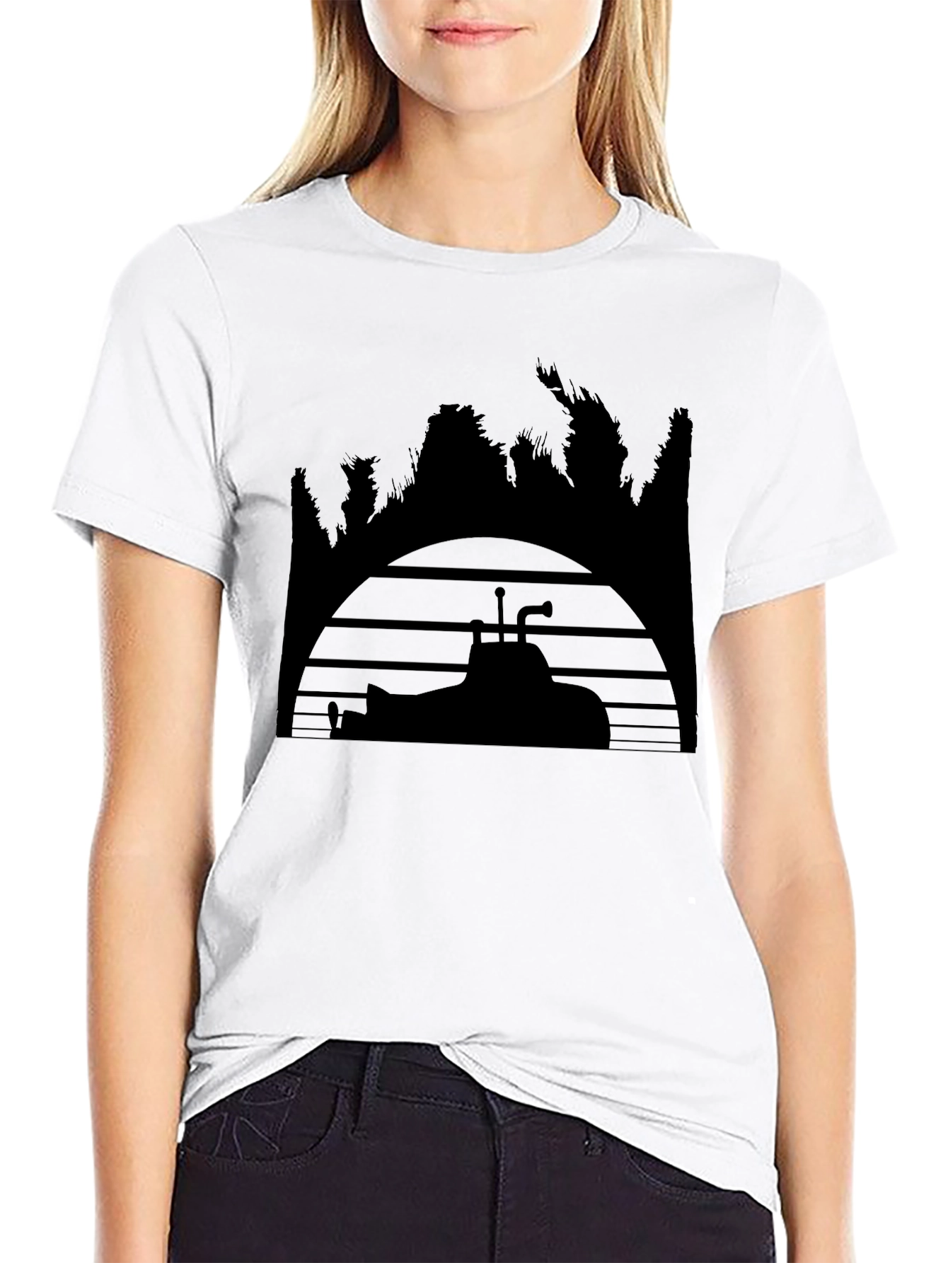 Black Retro Submarine Graphic T-Shirt - Black view 9