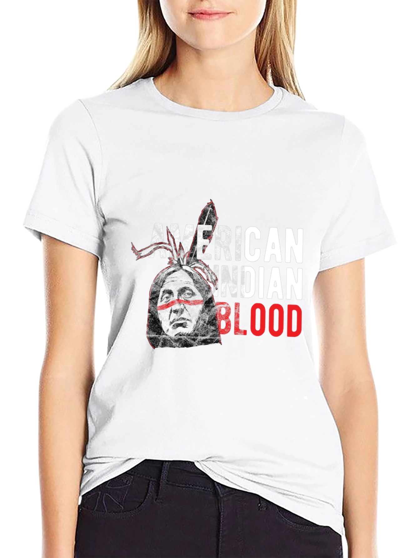 Black American Indian Blood Graphic Tee view 9