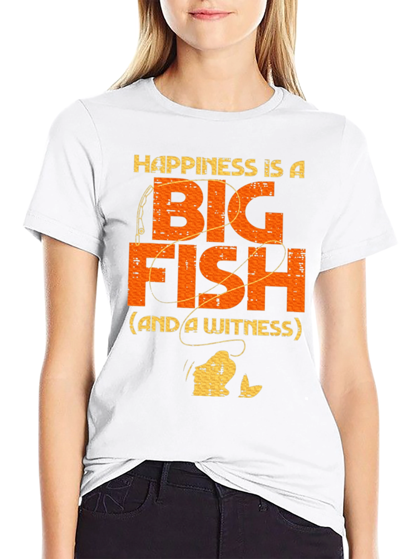 Black Happiness Is A Big Fish T-Shirt view 9