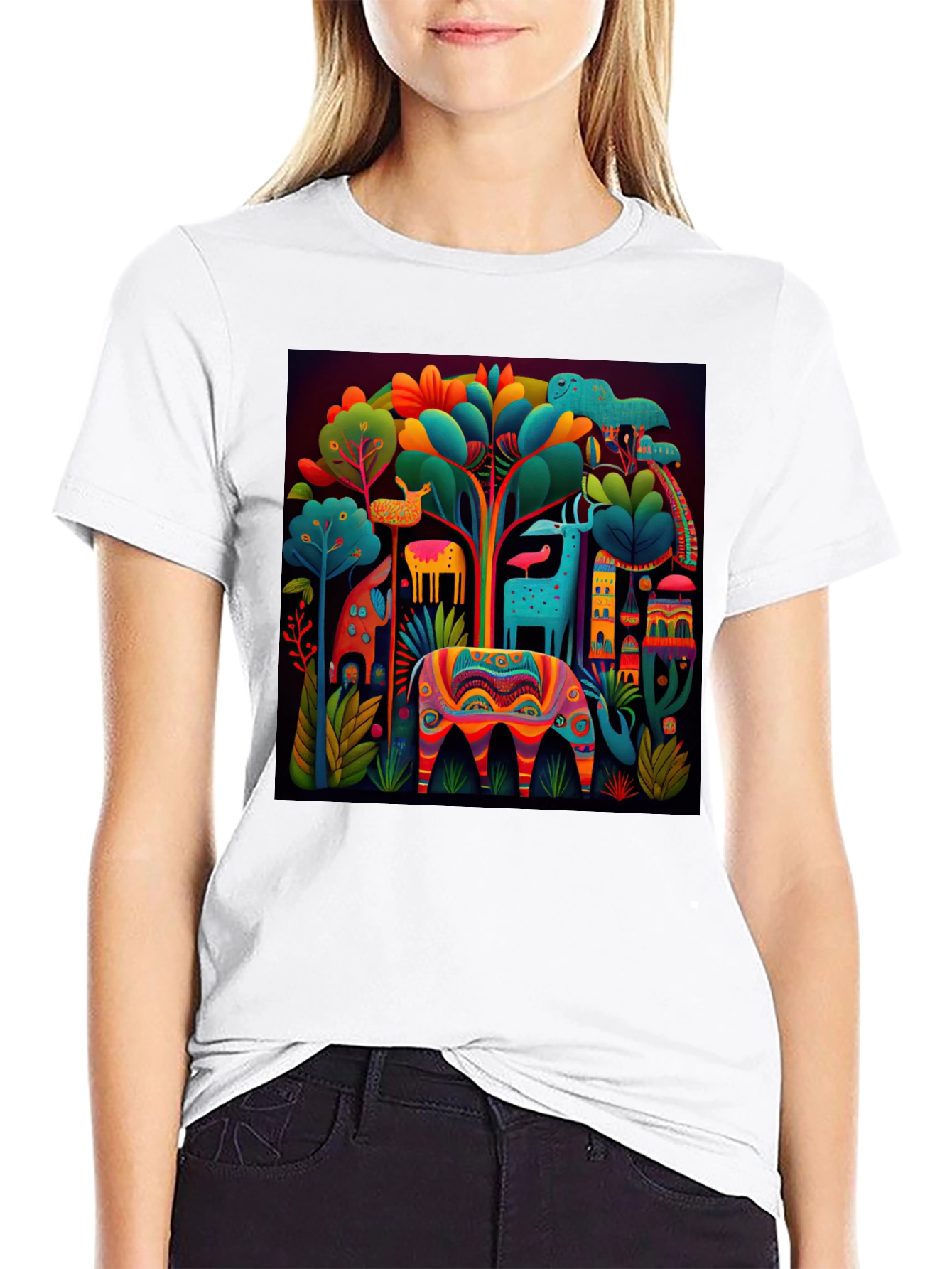 Black Vibrant Alebrije Graphic Tee - Unique Art Shirt view 9