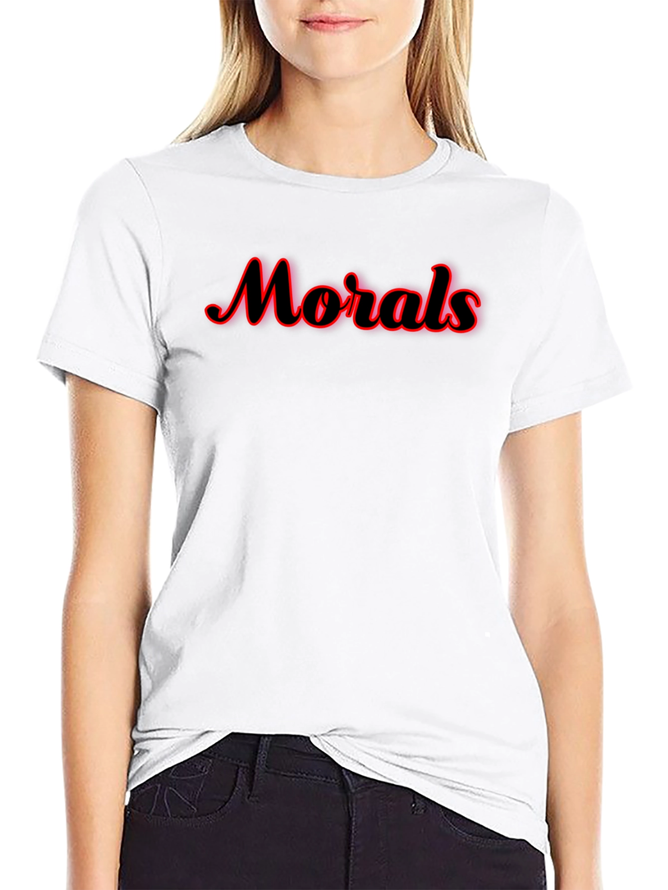 Black Morals Graphic Tee - Black Cotton Blend T-Shirt view 9