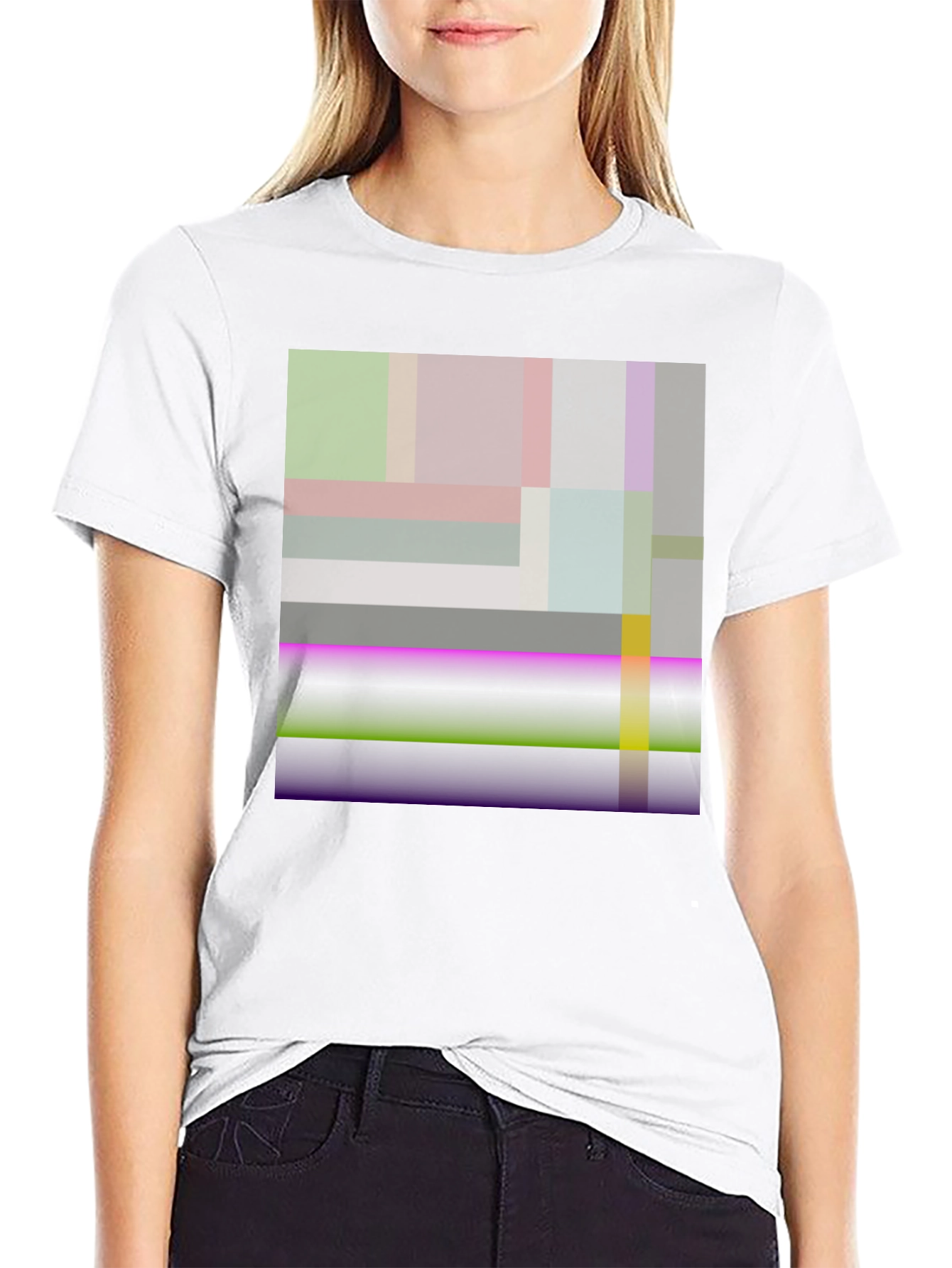 Black Abstract Geometric Art Black T-Shirt view 9