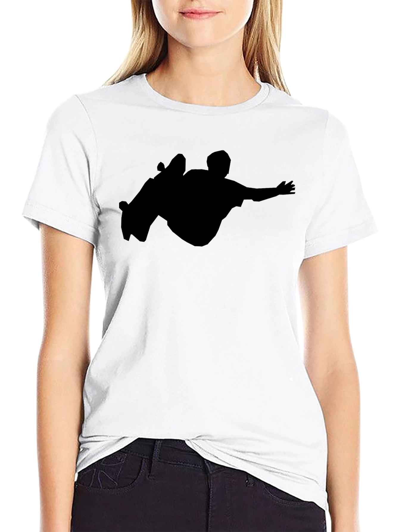 Black Skateboarder Silhouette T-Shirt - Cool Graphic Tee view 9