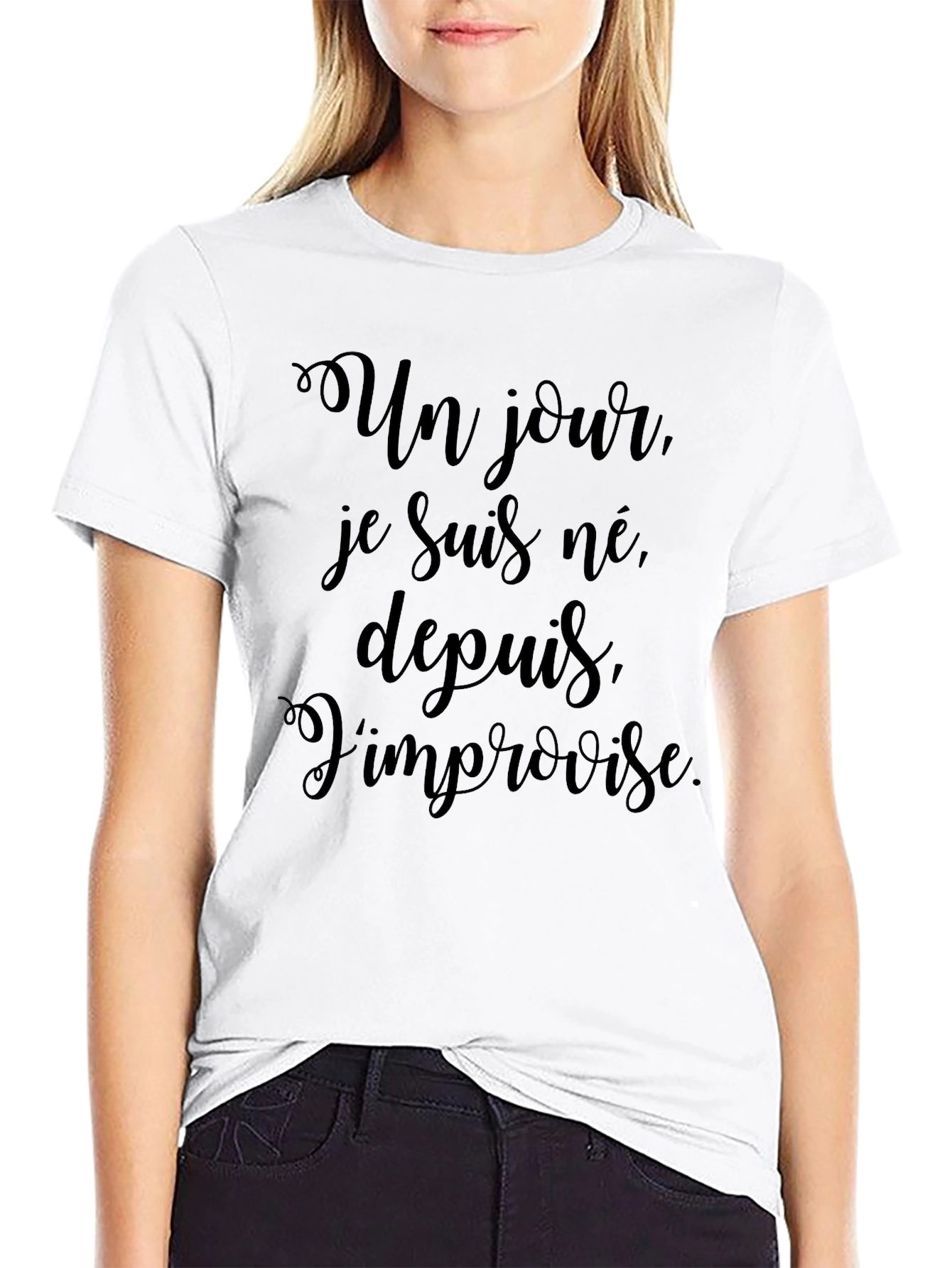 Black Un Jour, Je Suis Ne T-Shirt - Black view 9