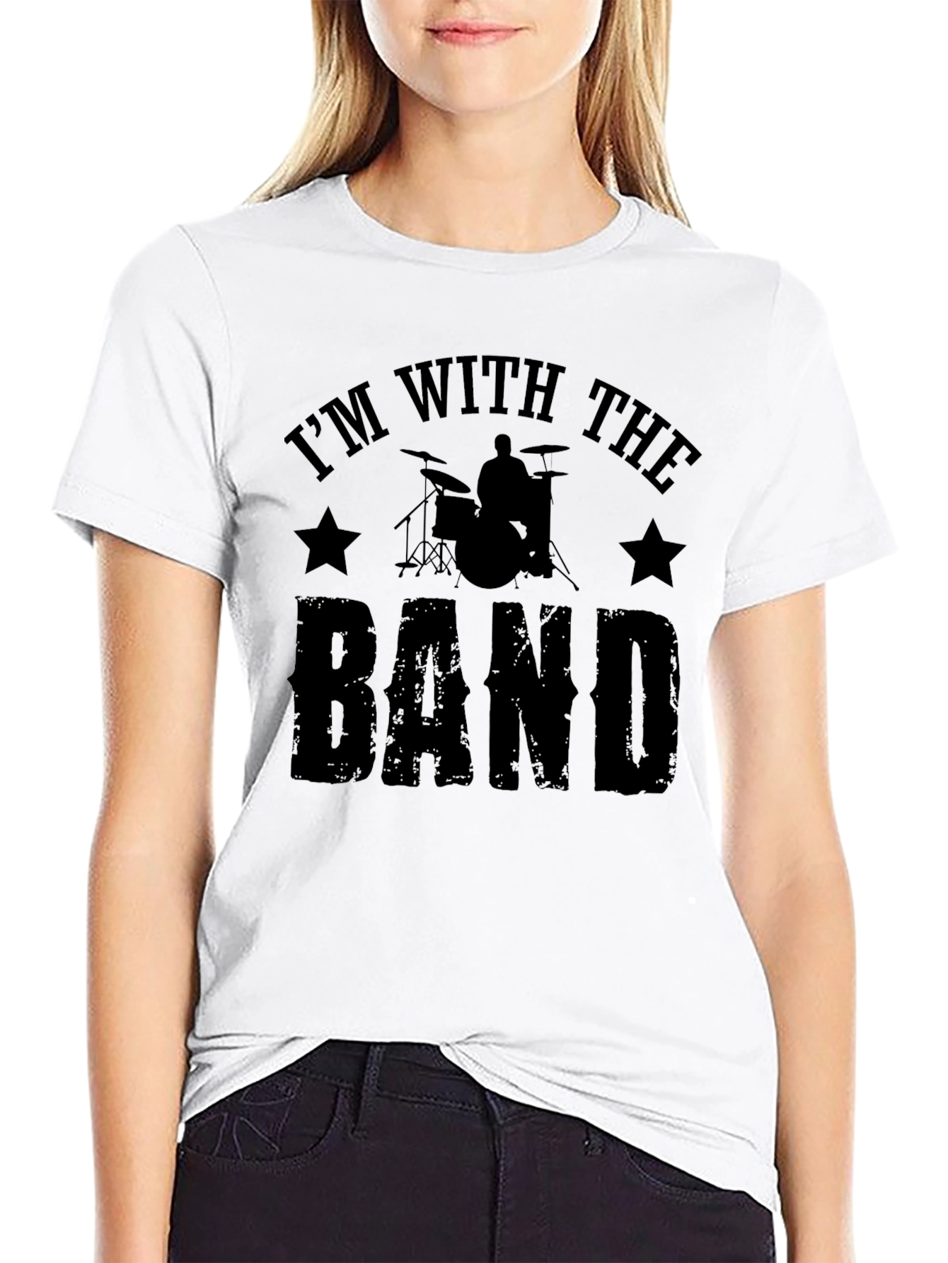 Black I'm With The Band Graphic Print T-Shirt view 9