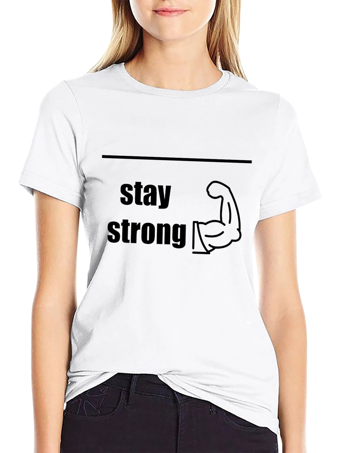 Black Stay Strong Graphic Tee - Motivational T-Shirt view 9
