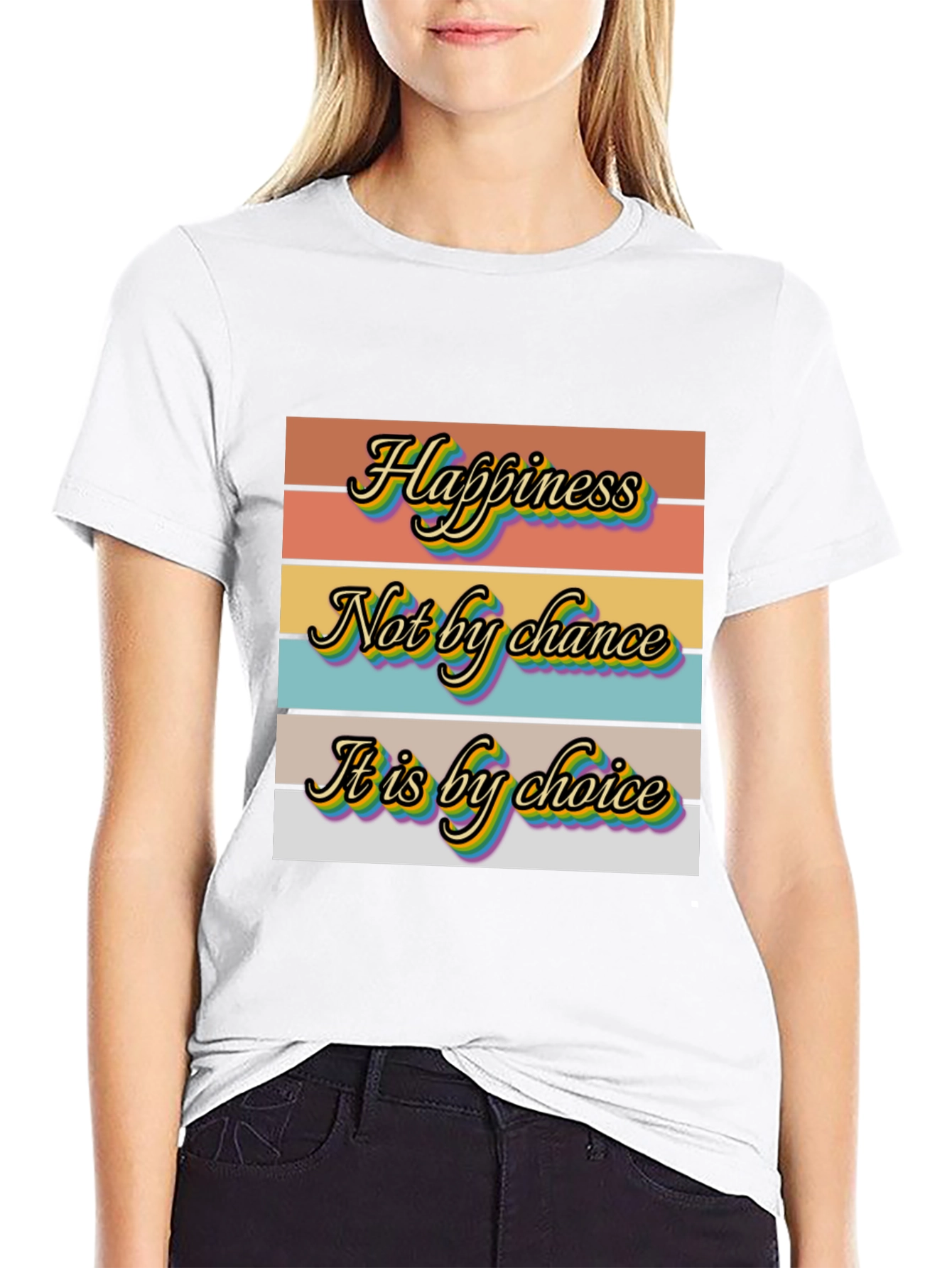 Black Happiness Choice Graphic T-Shirt view 9