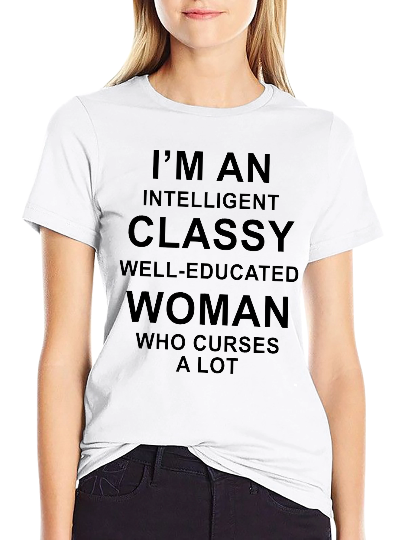 Black Intelligent Classy Woman Black T-Shirt view 9