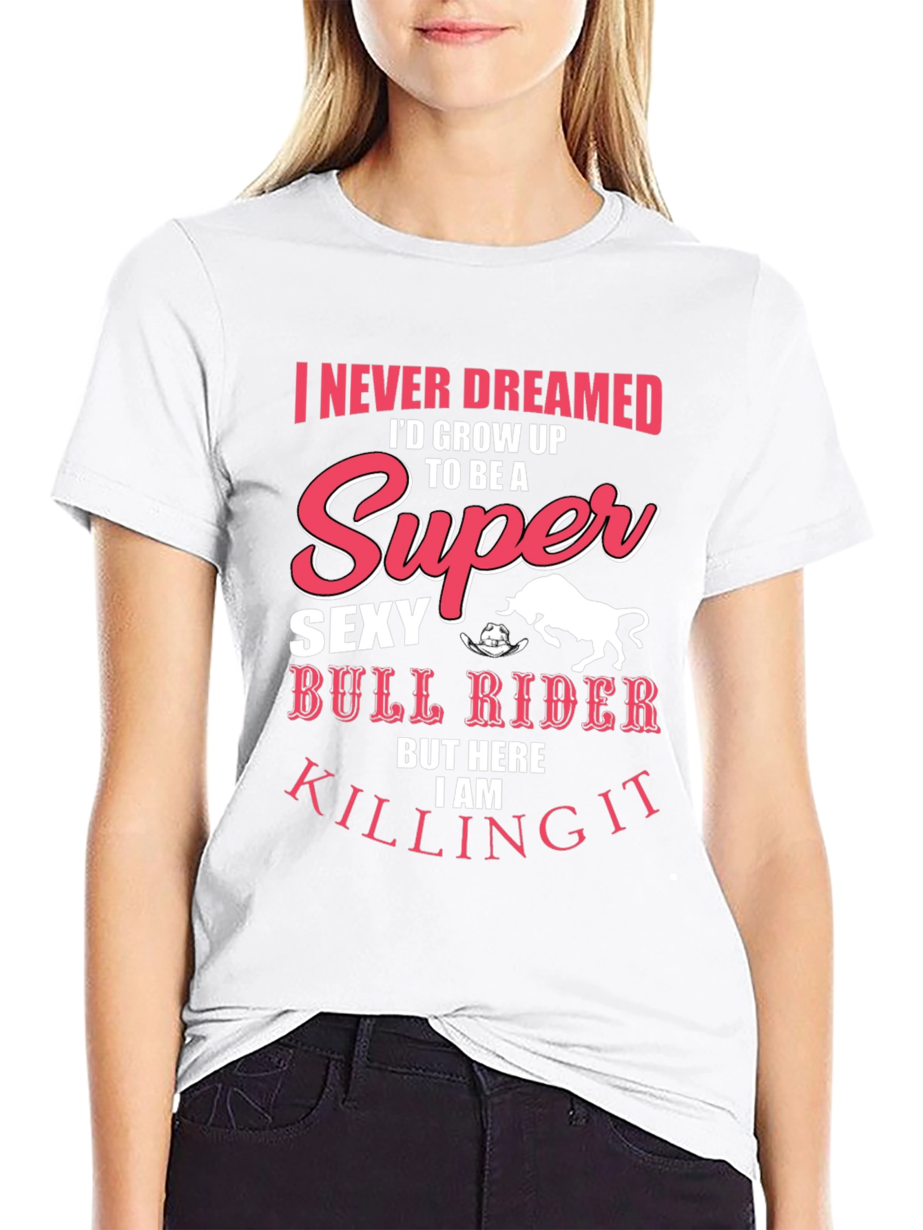 Black Super Sexy Bull Rider T-Shirt - Men's Black Graphic Tee view 9