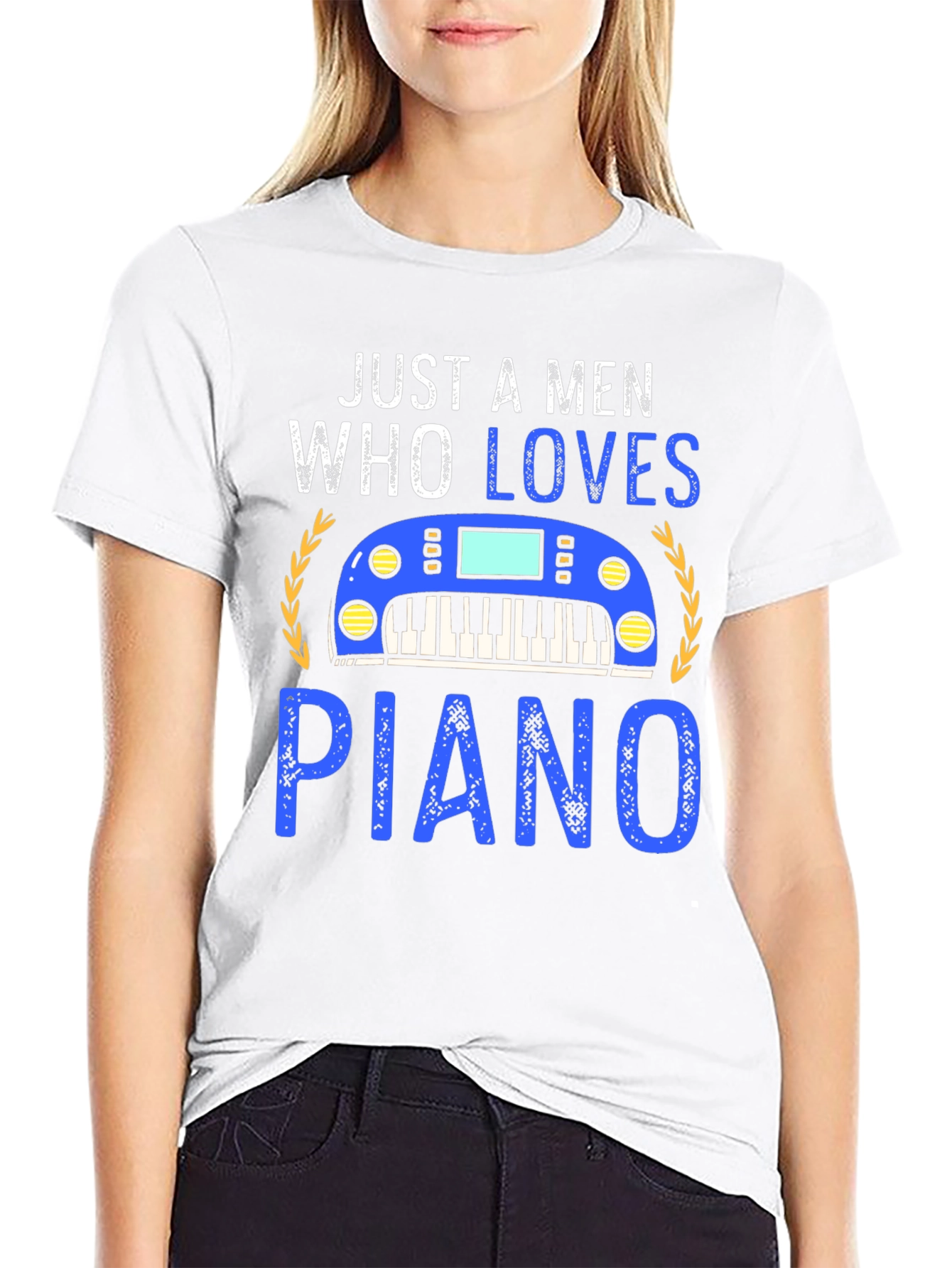 Black Just a Man Who Loves Piano Black T-Shirt view 9