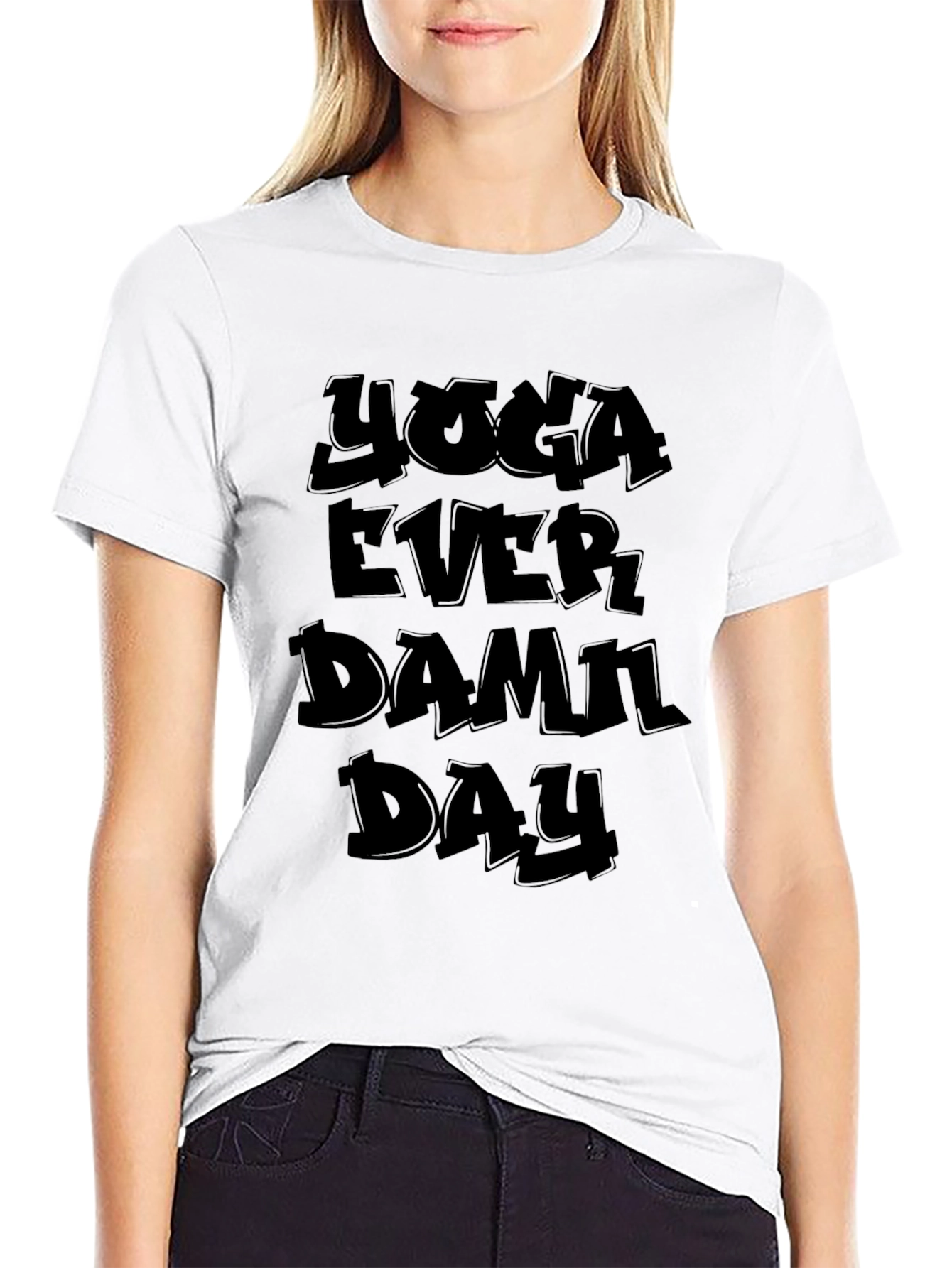 Black Yoga Every Damn Day - Black Graphic Tee view 9
