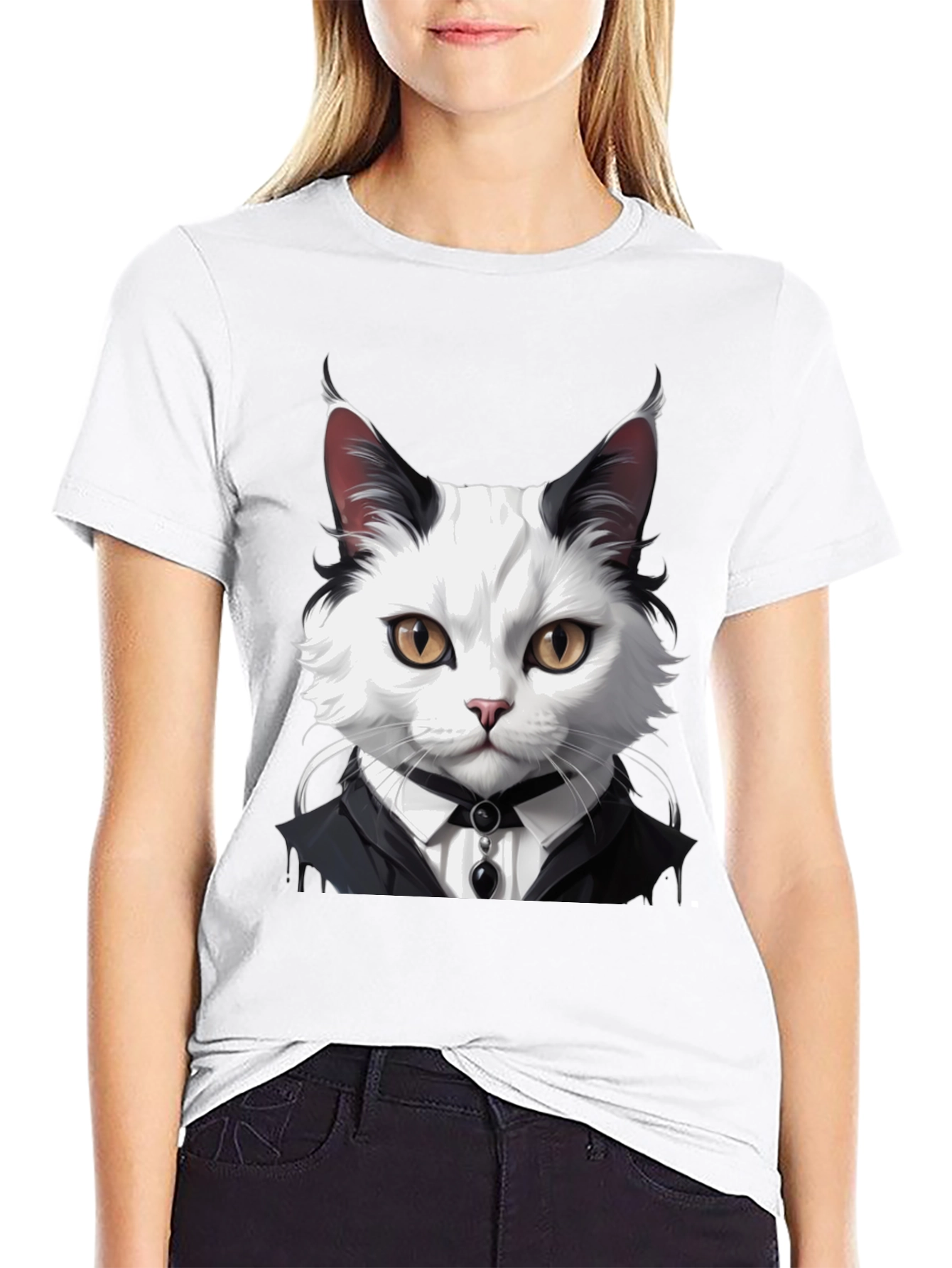 Black Cat Tuxedo T-Shirt - Cool Feline Fashion view 9