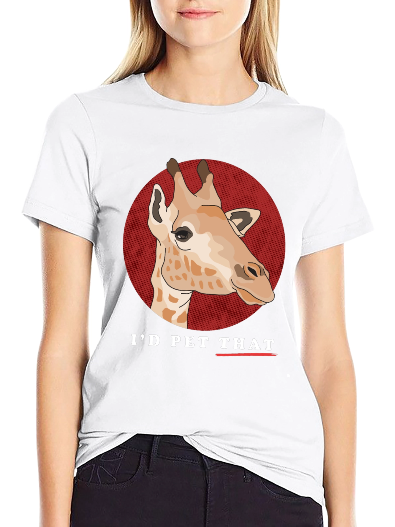 Black I'd Pet That Giraffe Graphic T-Shirt view 9