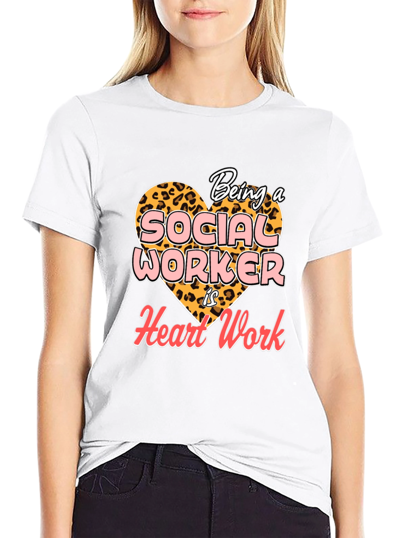 Black Social Worker Heart Work T-Shirt - Black view 9