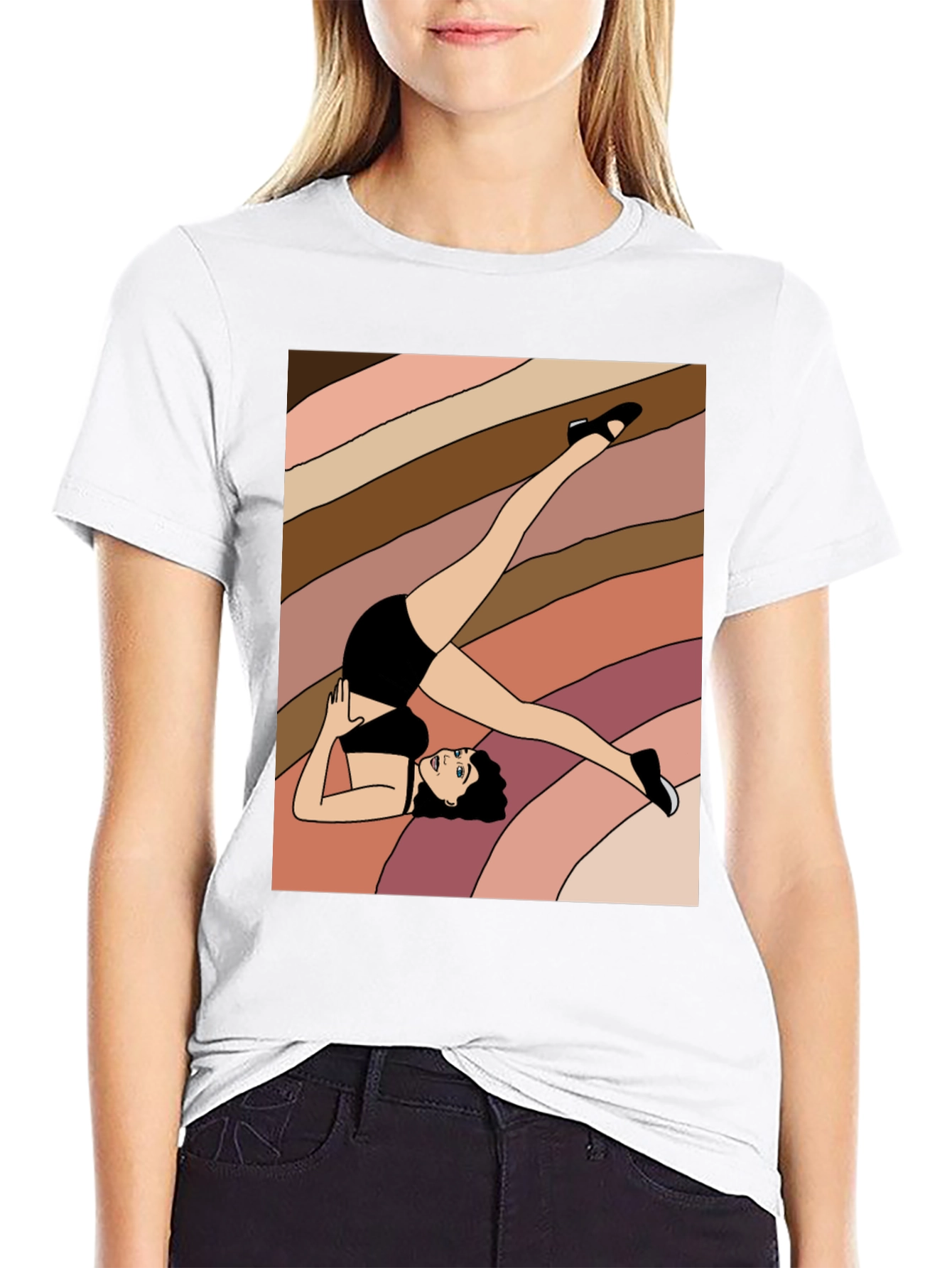 Black Retro Pilates Pose Graphic Tee view 9