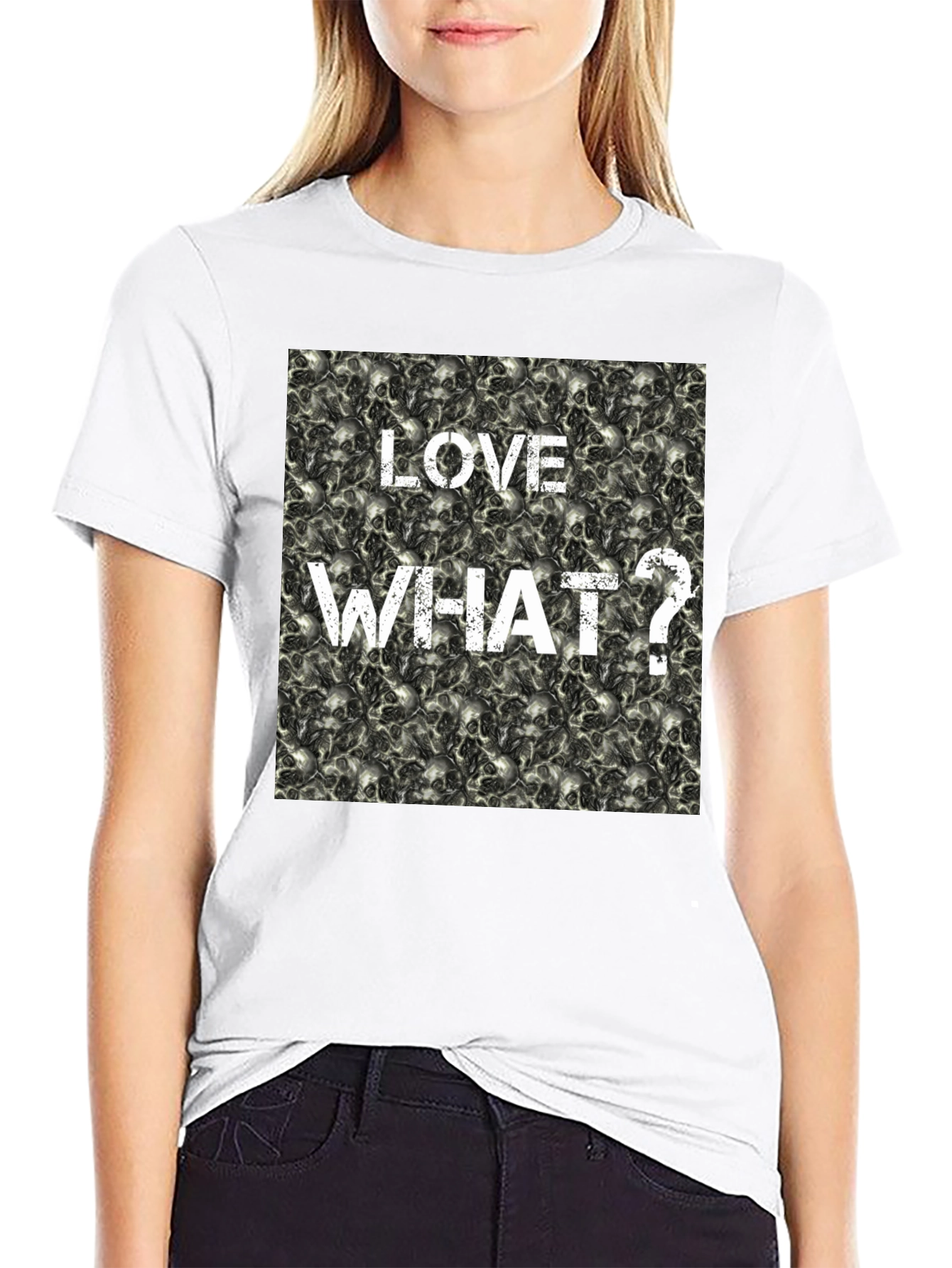 Black Love What? Skull Print Black T-Shirt view 9