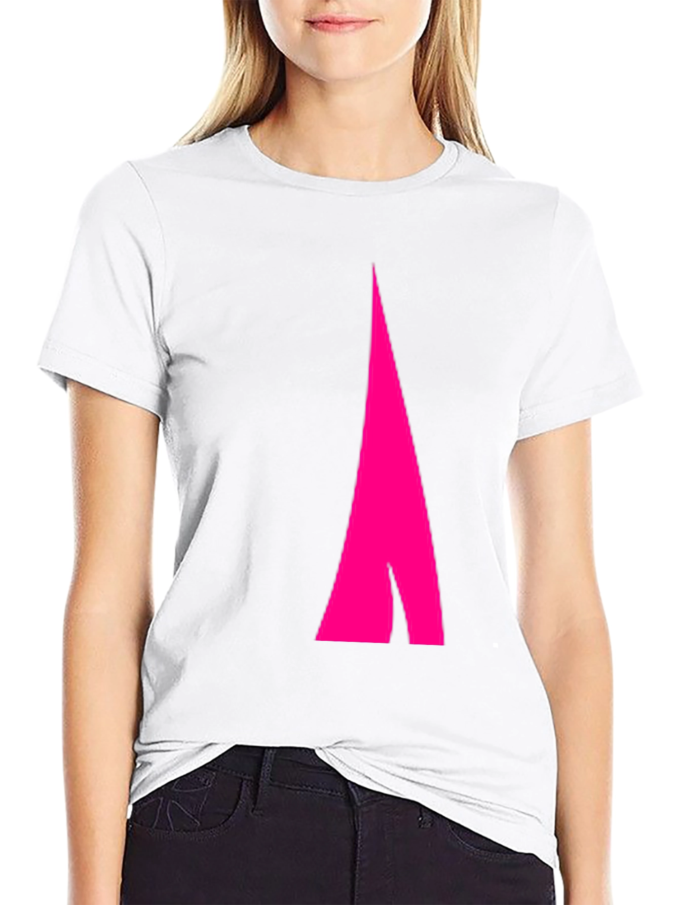 Black Men's Black Tee with Abstract Pink Arrow Design view 9