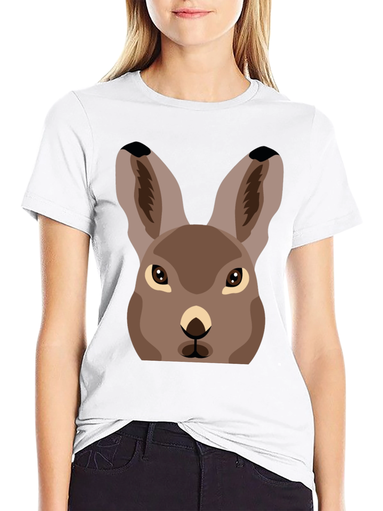 Black Hare Graphic Tee - Unisex Black T-Shirt view 9