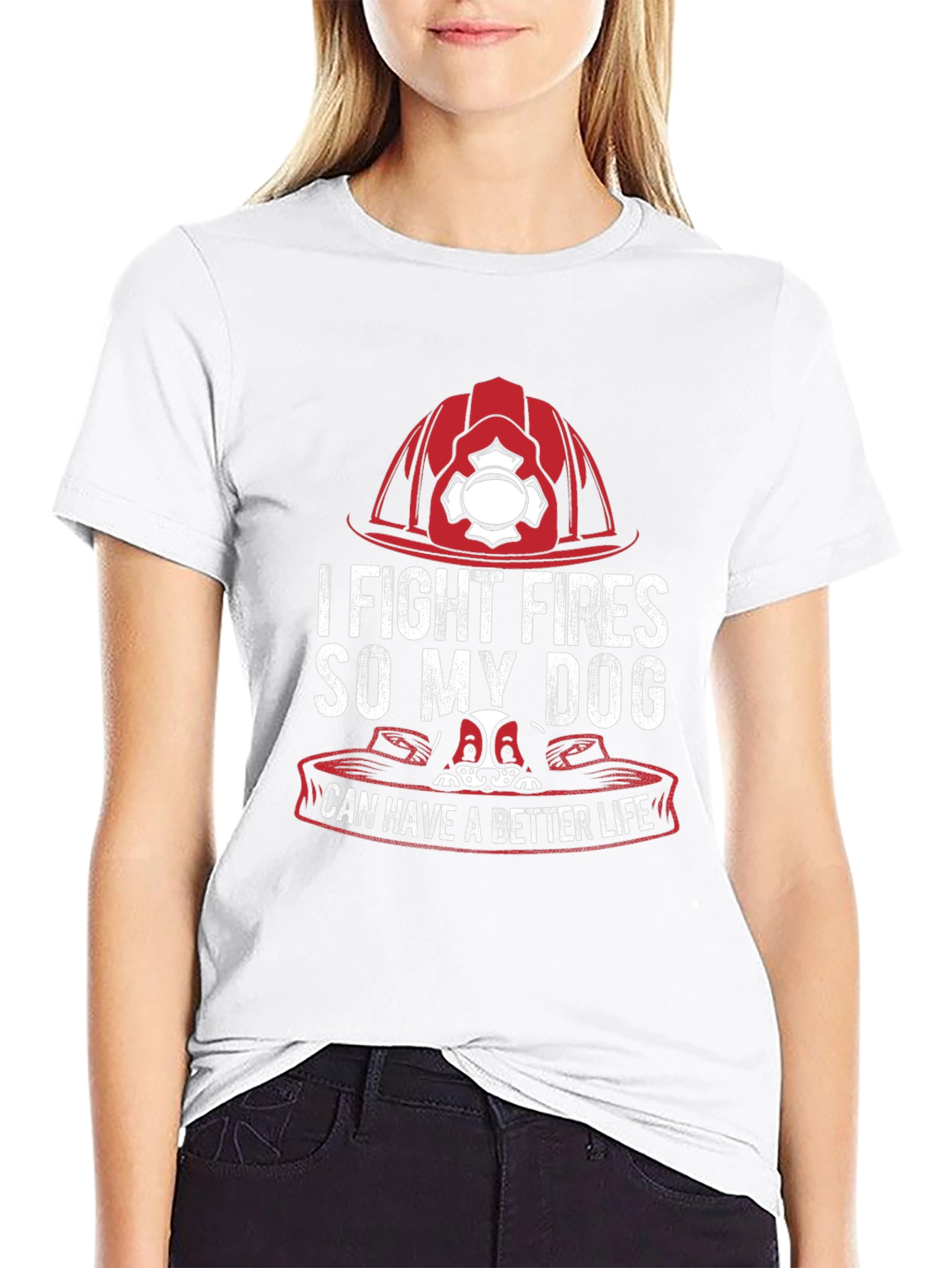 Black Firefighter Dog Lover T-Shirt view 9