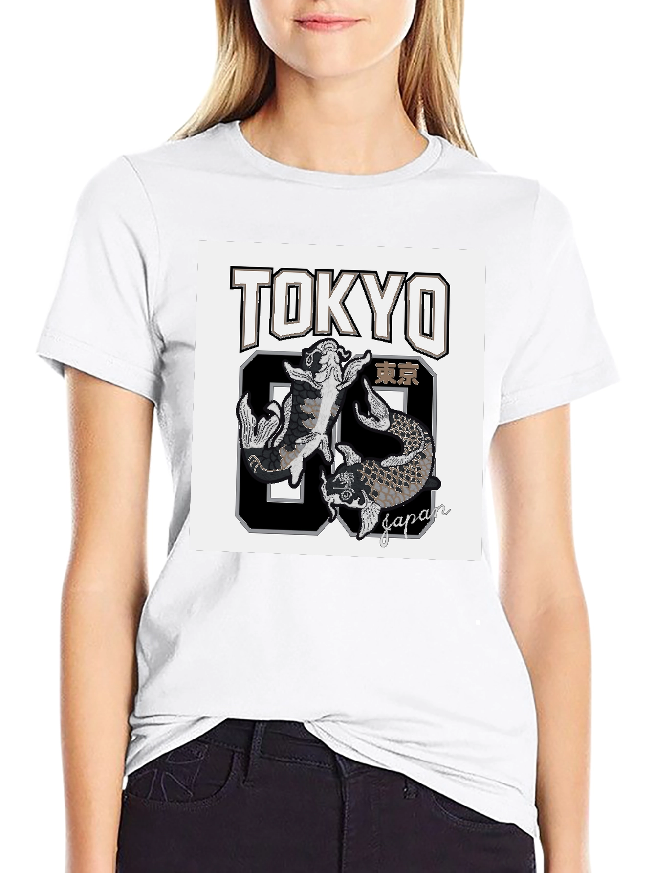 Black Tokyo 89 Japan Koi Fish Graphic T-Shirt view 9
