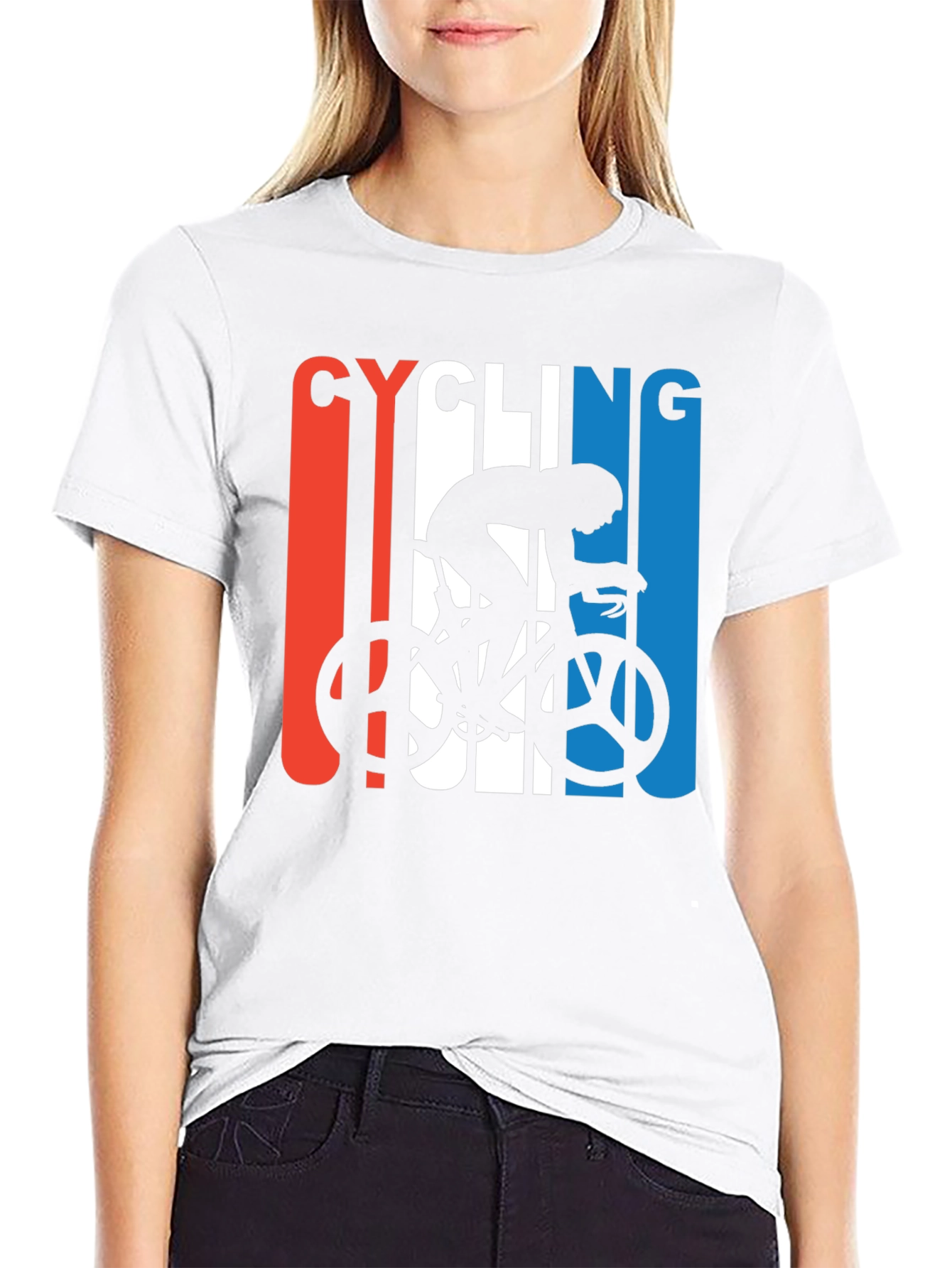 Black Cycling Silhouette Graphic T-Shirt view 9