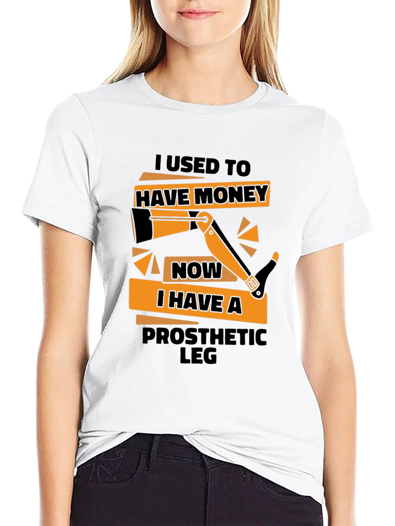 Black Funny Prosthetic Leg T-Shirt - I Used to Have Money view 9
