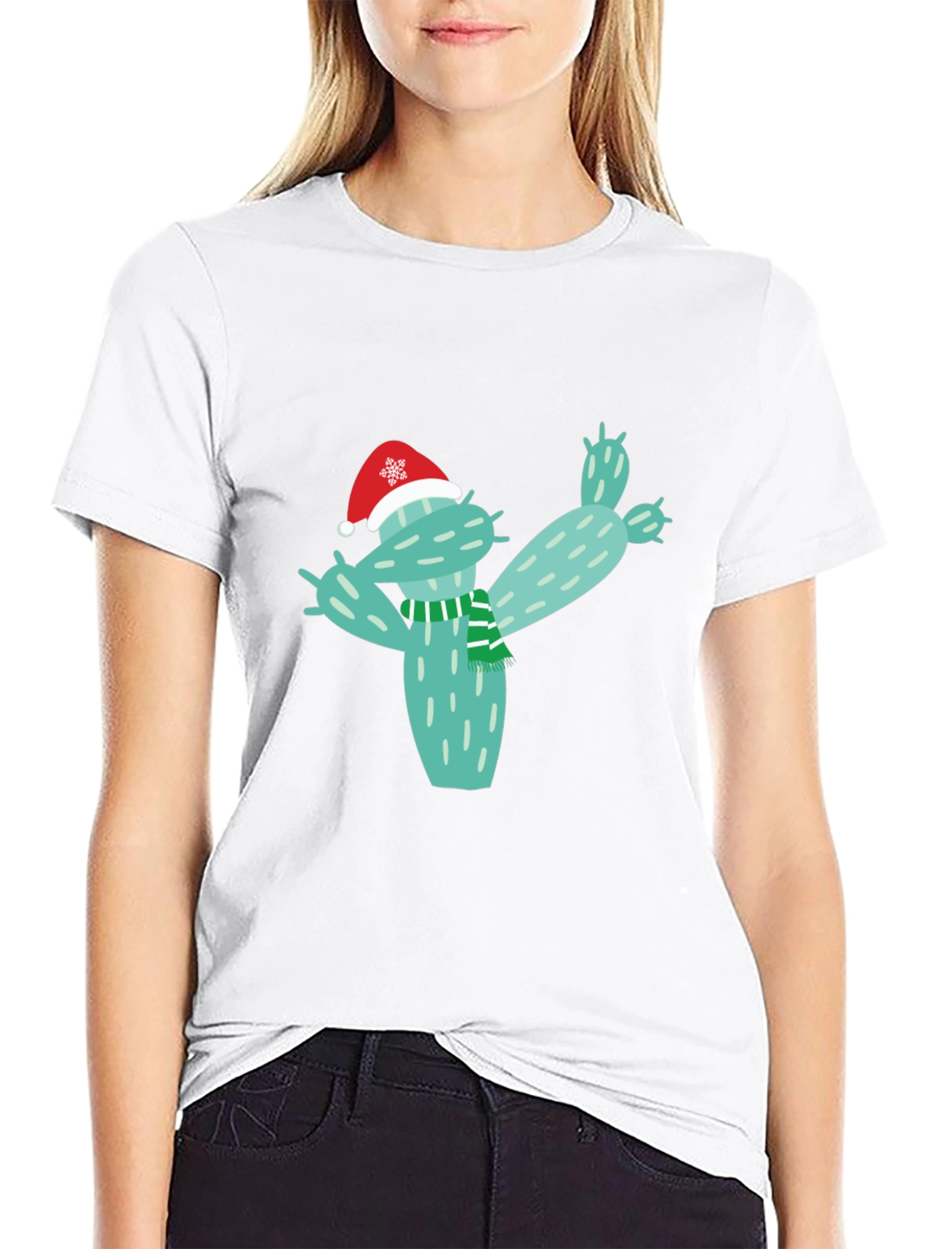 Black Festive Cactus T-Shirt - Holiday Cheer view 9